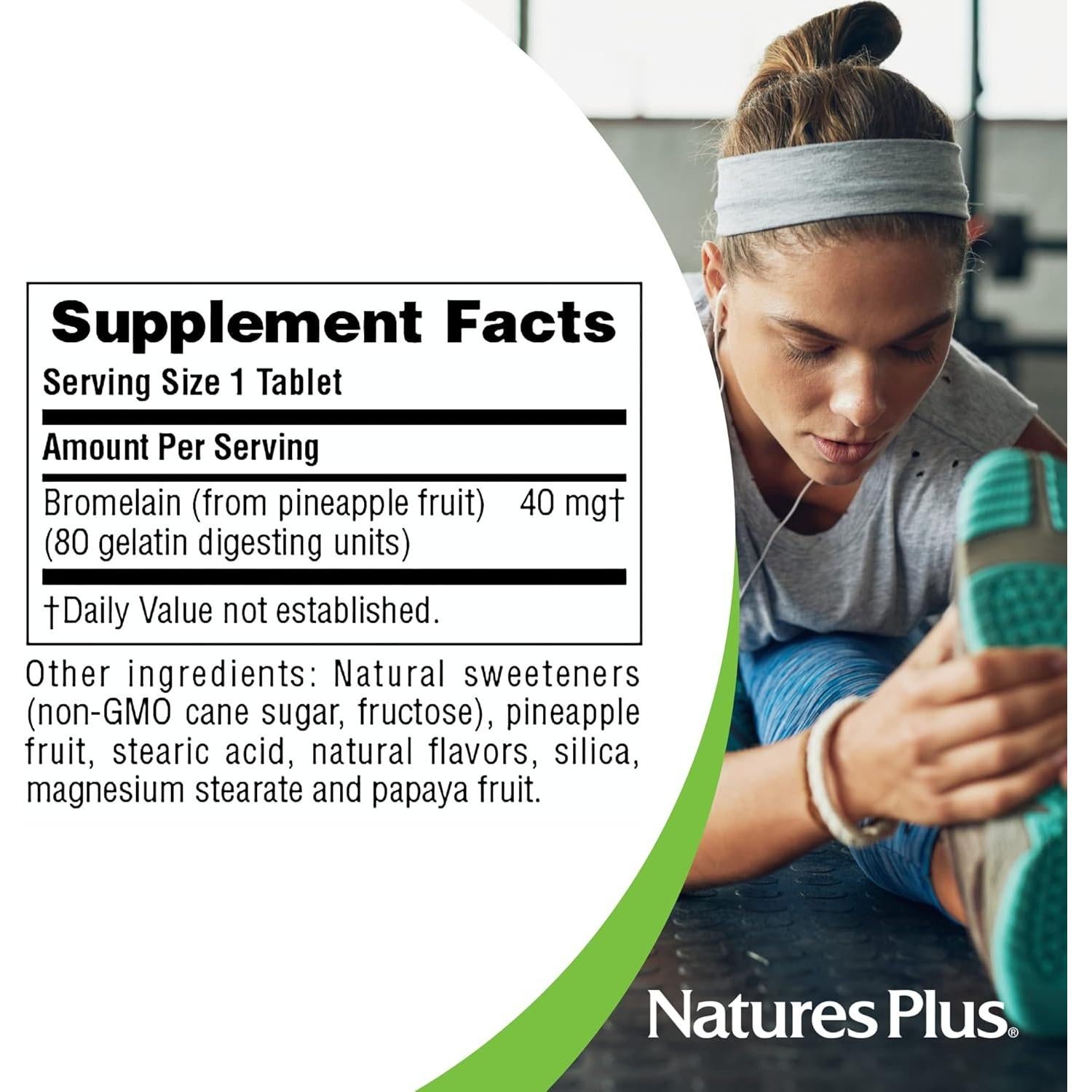 Bromelina Masticable Natures Plus 40 mg - 180 Tabletas