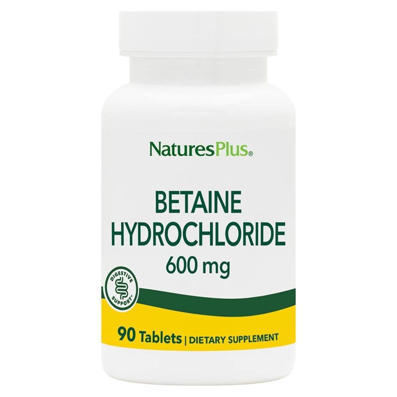 Betaína HCl NaturesPlus 600 mg - 90 Tabletas Digestivas