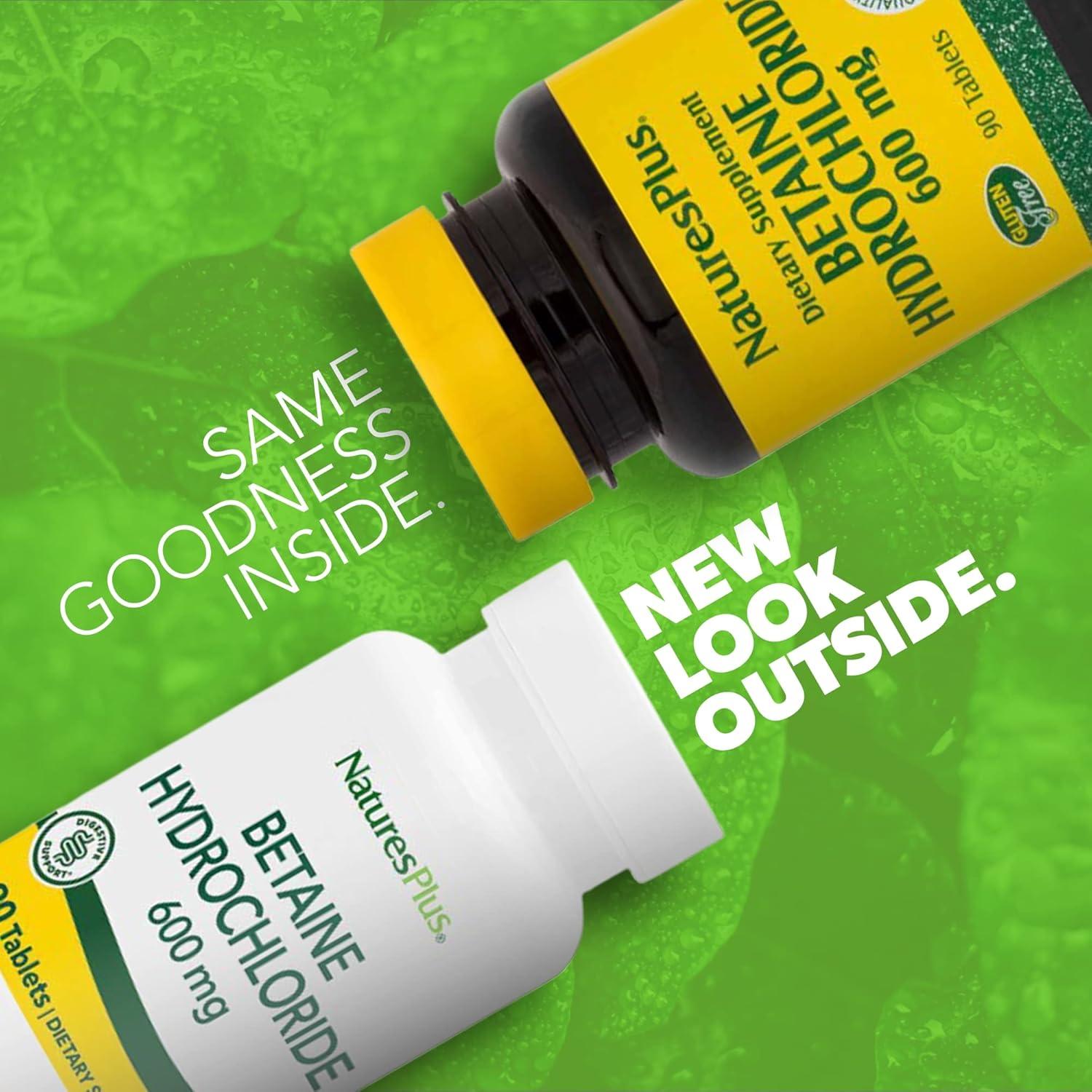 Betaína HCl NaturesPlus 600 mg - 90 Tabletas Digestivas