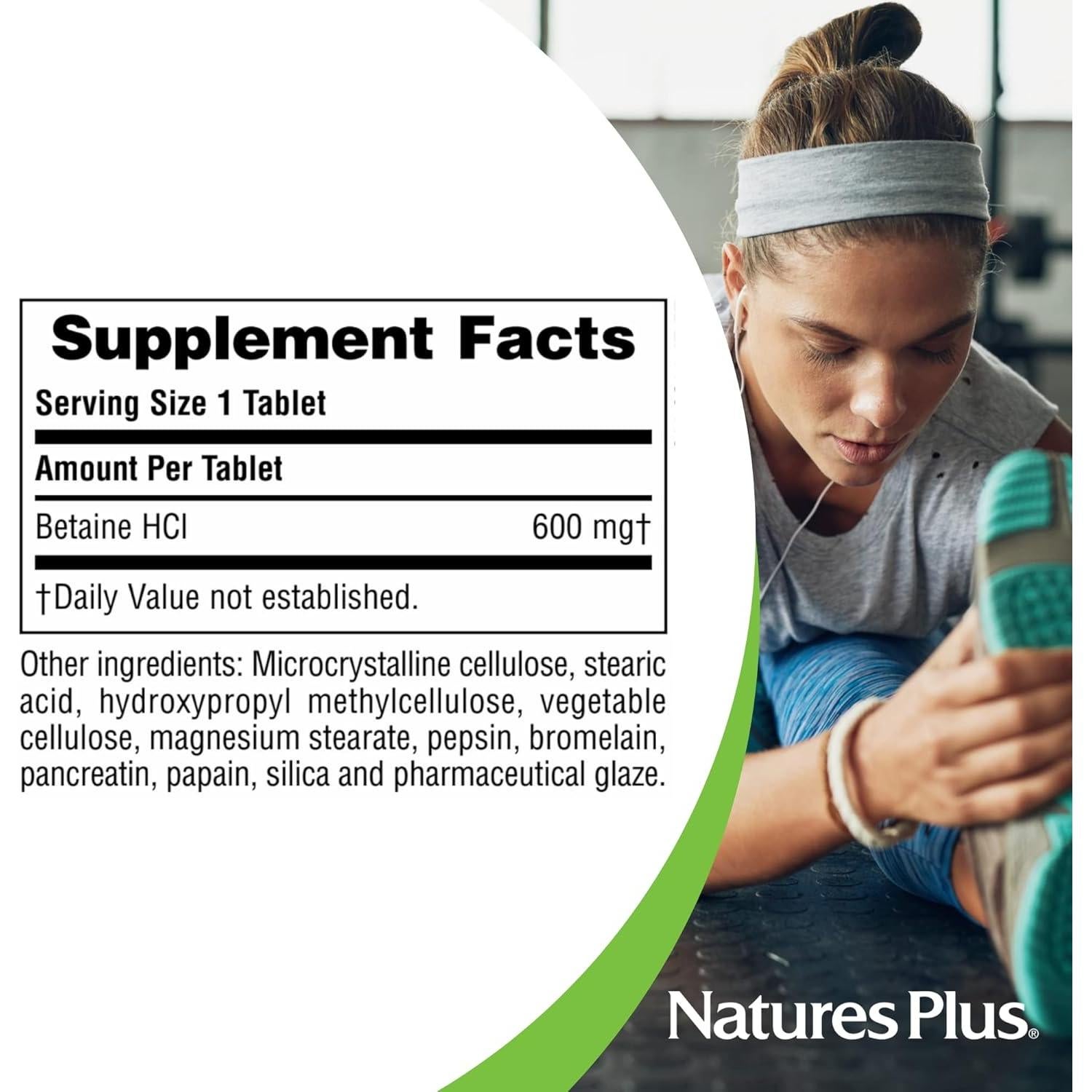 Betaína HCl NaturesPlus 600 mg - 90 Tabletas Digestivas