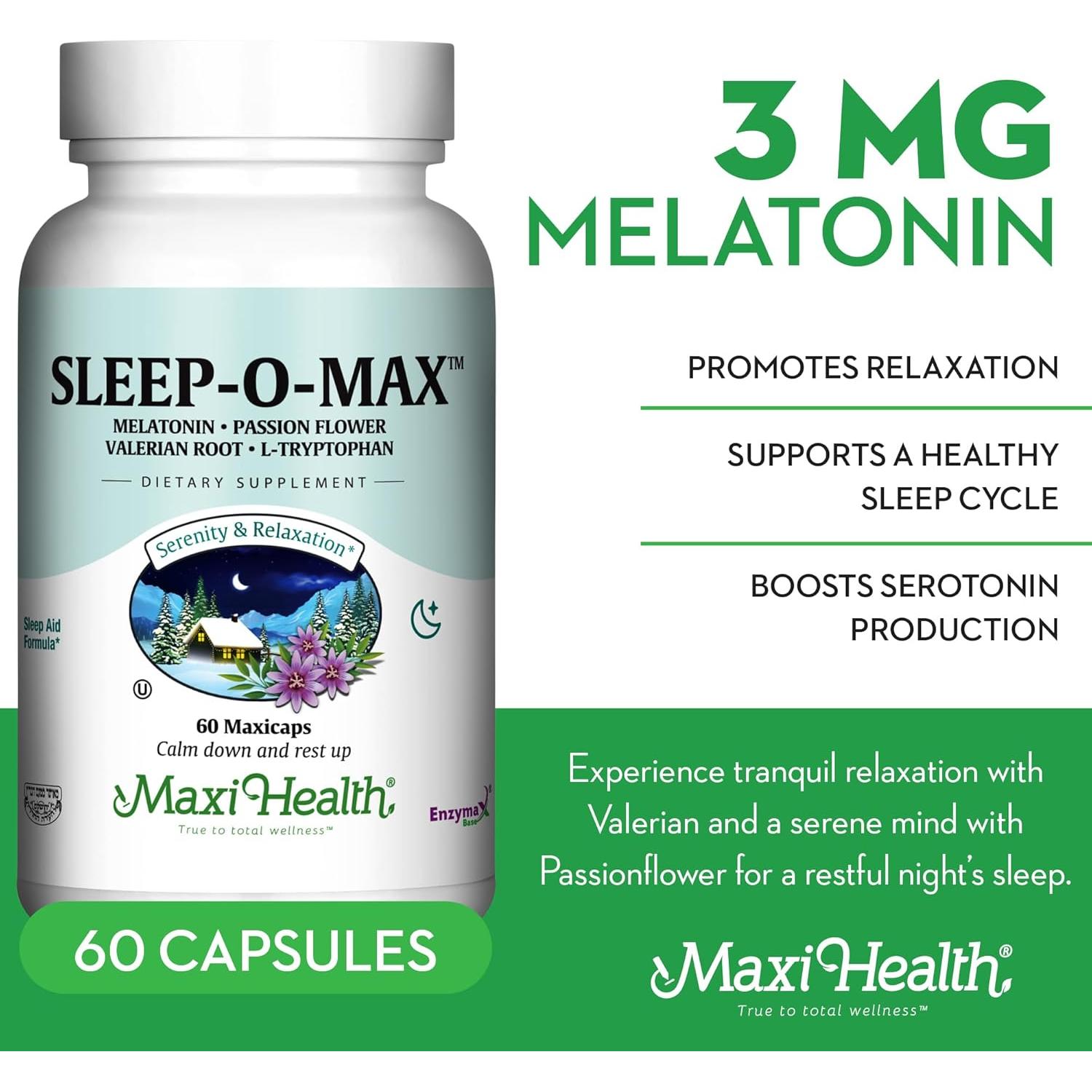 Suplemento Natural para Dormir Maxi Health Sleep-O-Max 68g