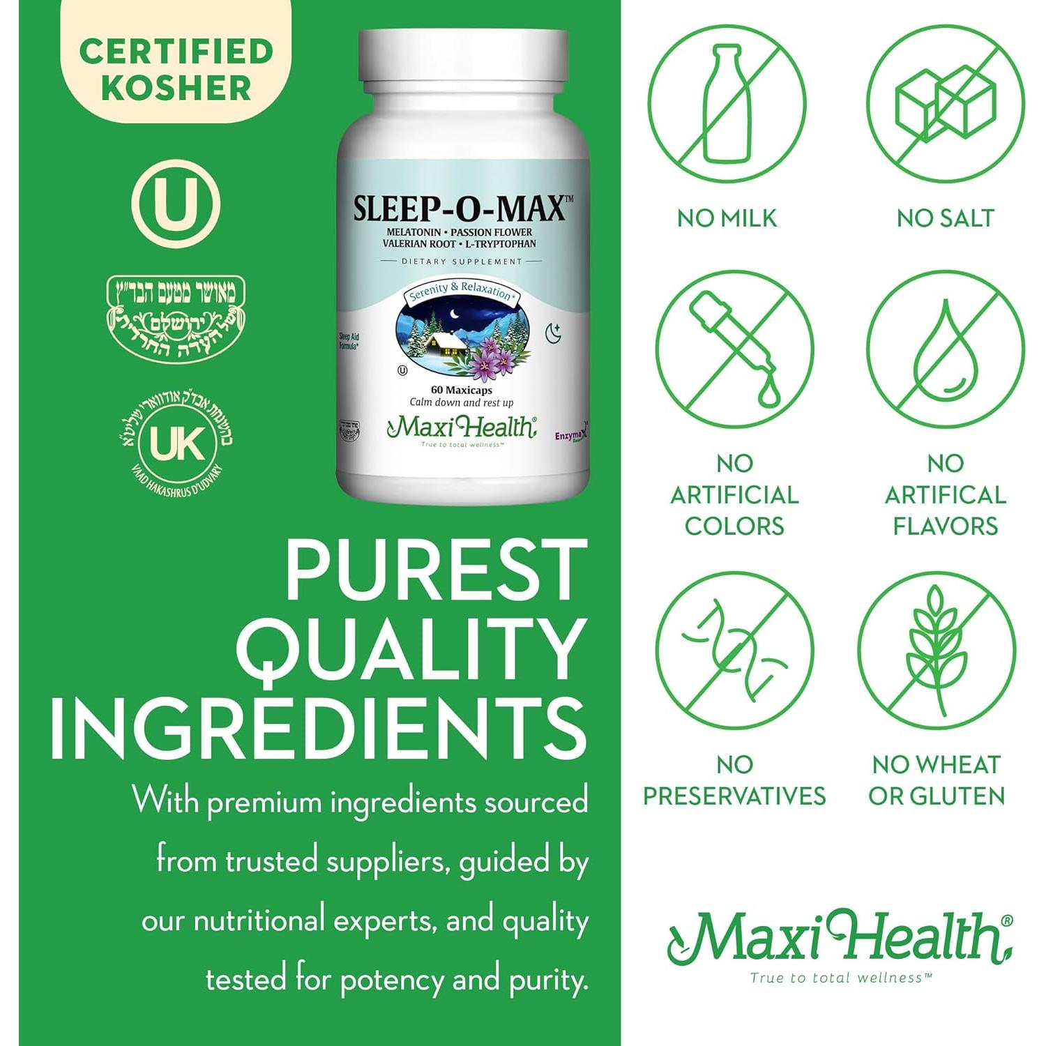 Suplemento Natural para Dormir Maxi Health Sleep-O-Max 68g