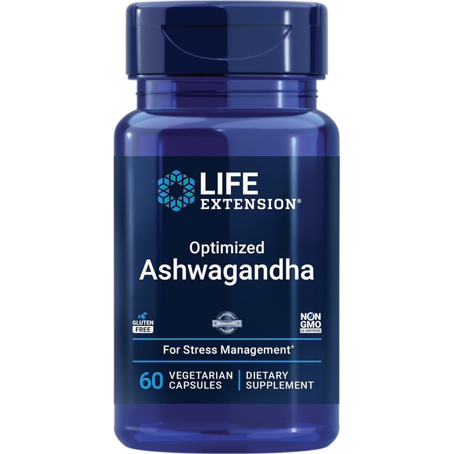 Suplemento Melatonina IR/XR y Ashwagandha Life Extension - 60 Cápsulas