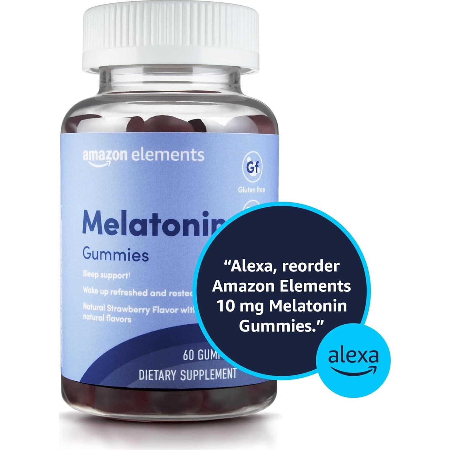 Gominolas de Melatonina 10mg Amazon Elements Sabor Fresa 60 Unidades