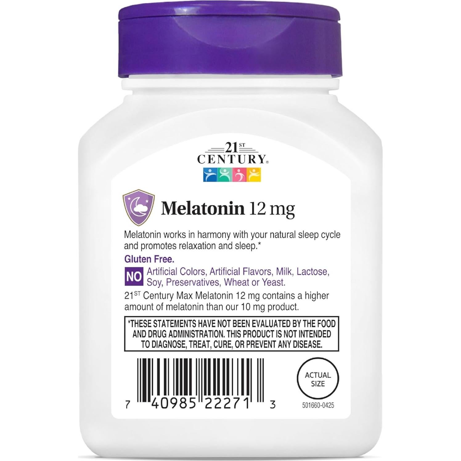 Melatonina 12 mg Siglo 21 Tabletas Rápidas Sabor Cereza 120 U.