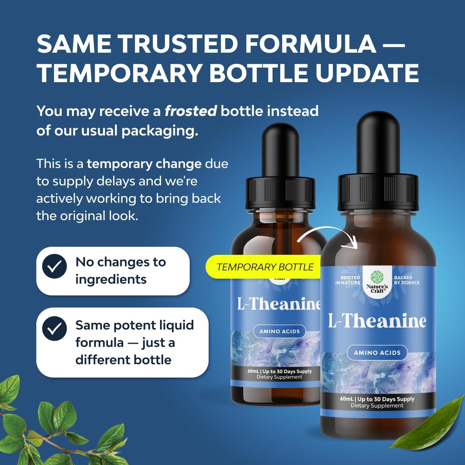 Gotas Líquidas de L-Teanina 200mg - Suplemento Natures Craft 60ml