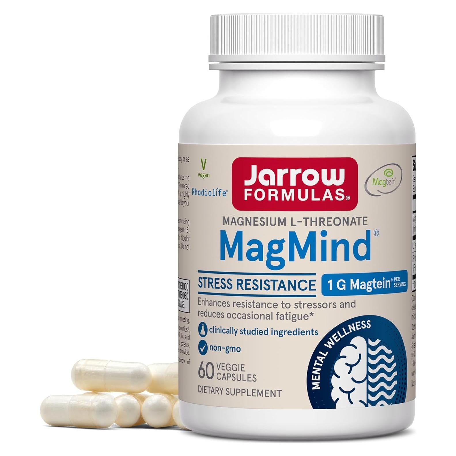 Suplemento de Magnesio L-Treonato Jarrow 60 Cápsulas Veganas