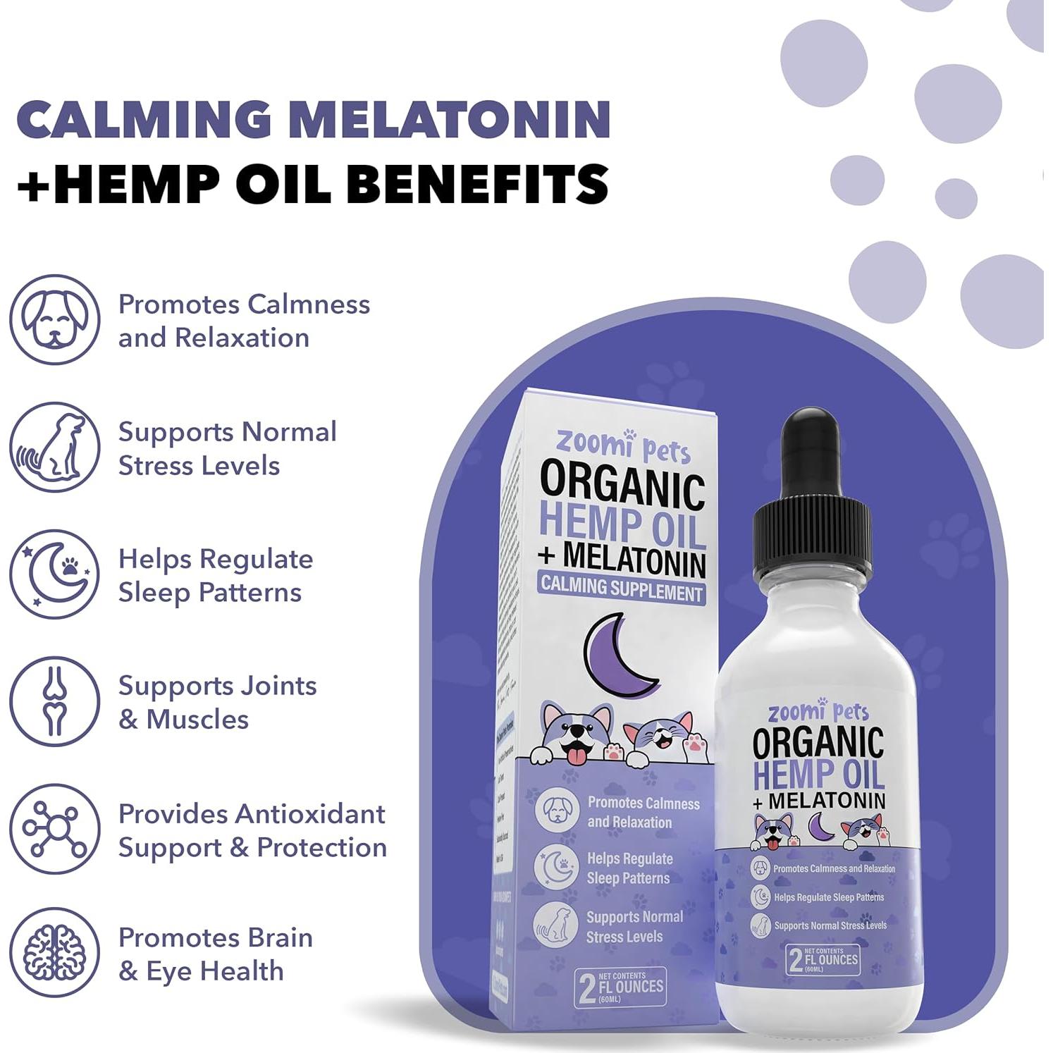 Gotas de Melatonina y Aceite de Cáñamo Zoomi Pets 59ml