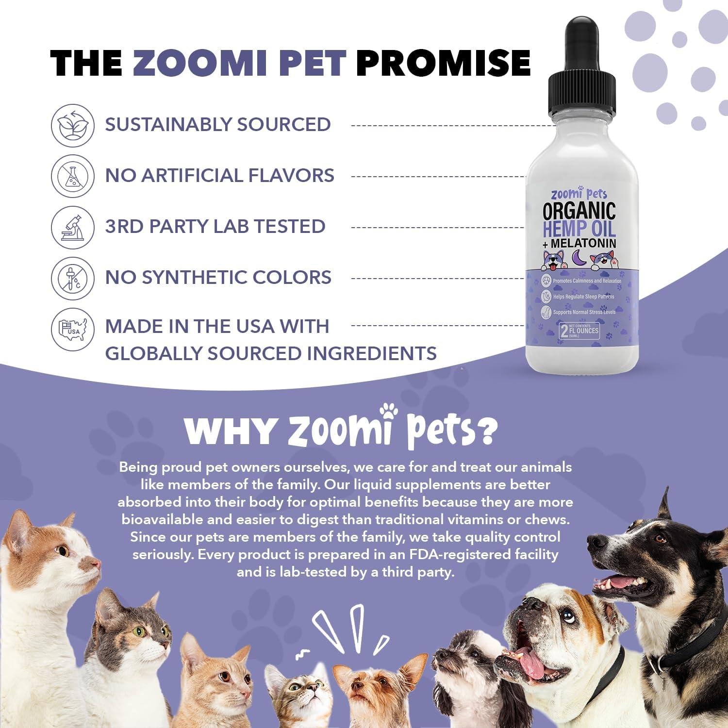 Gotas de Melatonina y Aceite de Cáñamo Zoomi Pets 59ml