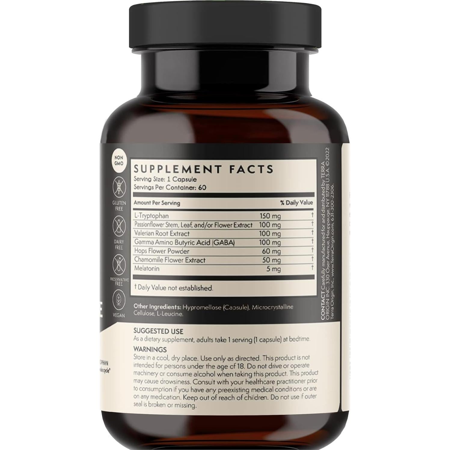 Suplemento Natural para el Sueño TERRA ORIGIN 60 Cápsulas