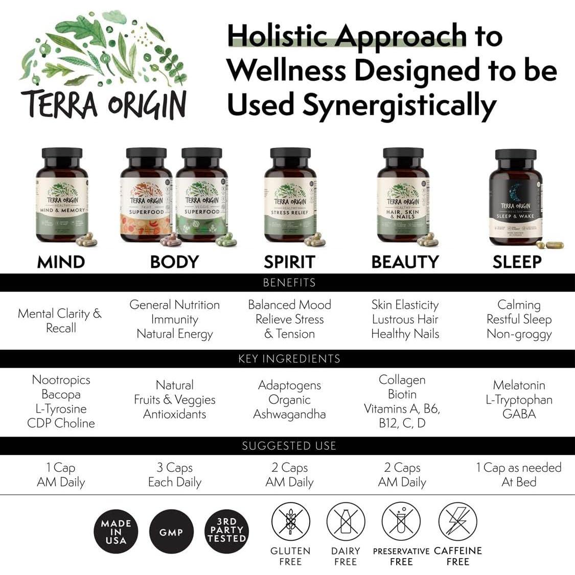 Suplemento Natural para el Sueño TERRA ORIGIN 60 Cápsulas