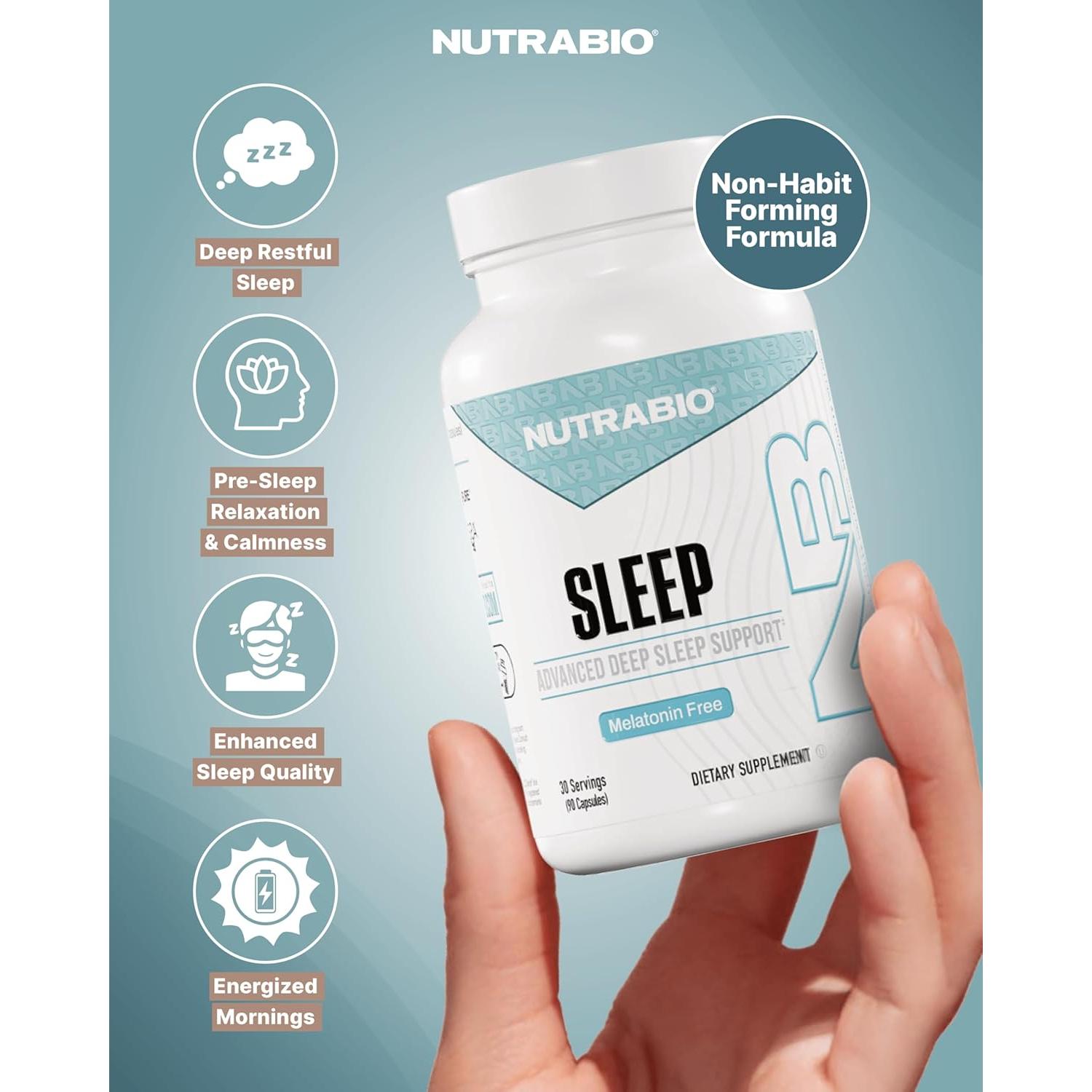 NutraBio Sueño - Suplemento Natural para Dormir Sin Melatonina - 90 Cápsulas