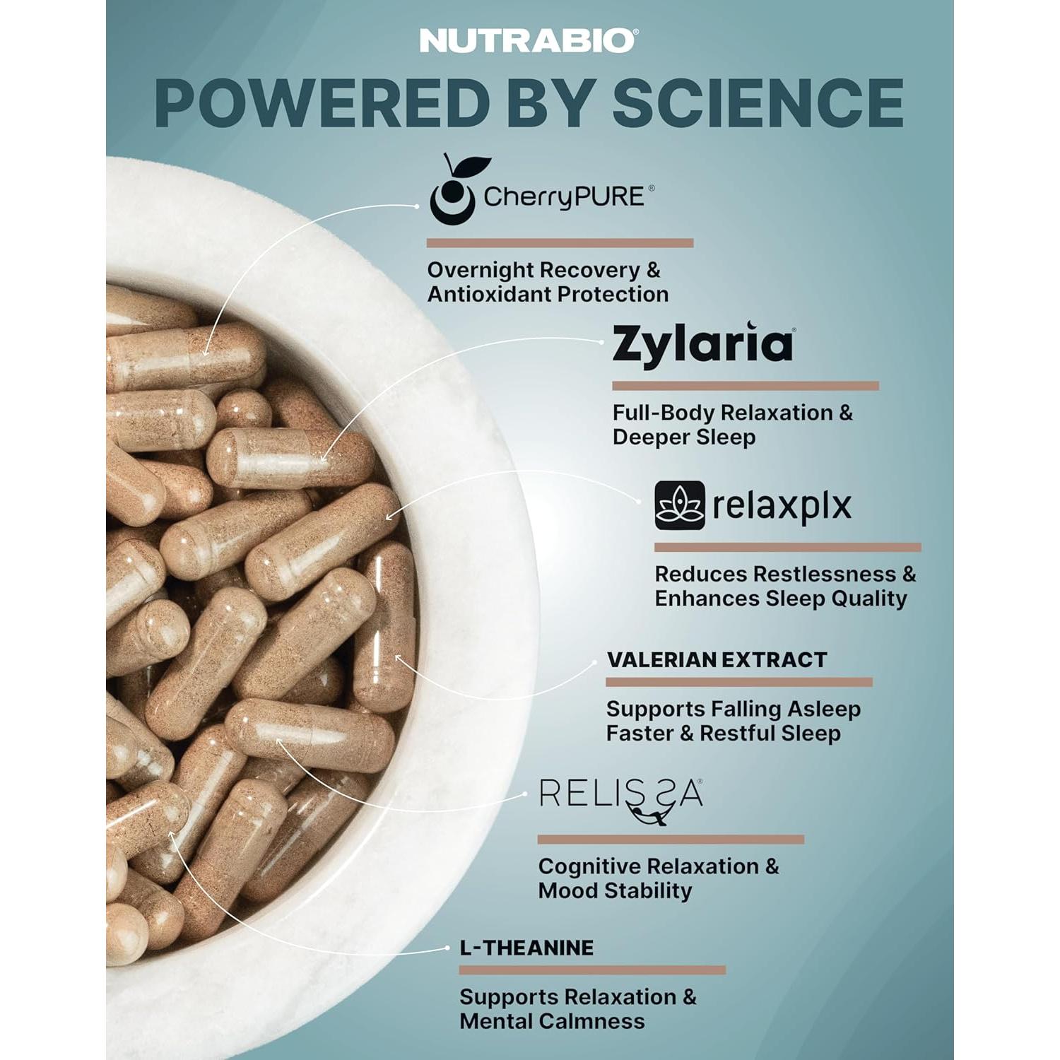 NutraBio Sueño - Suplemento Natural para Dormir Sin Melatonina - 90 Cápsulas