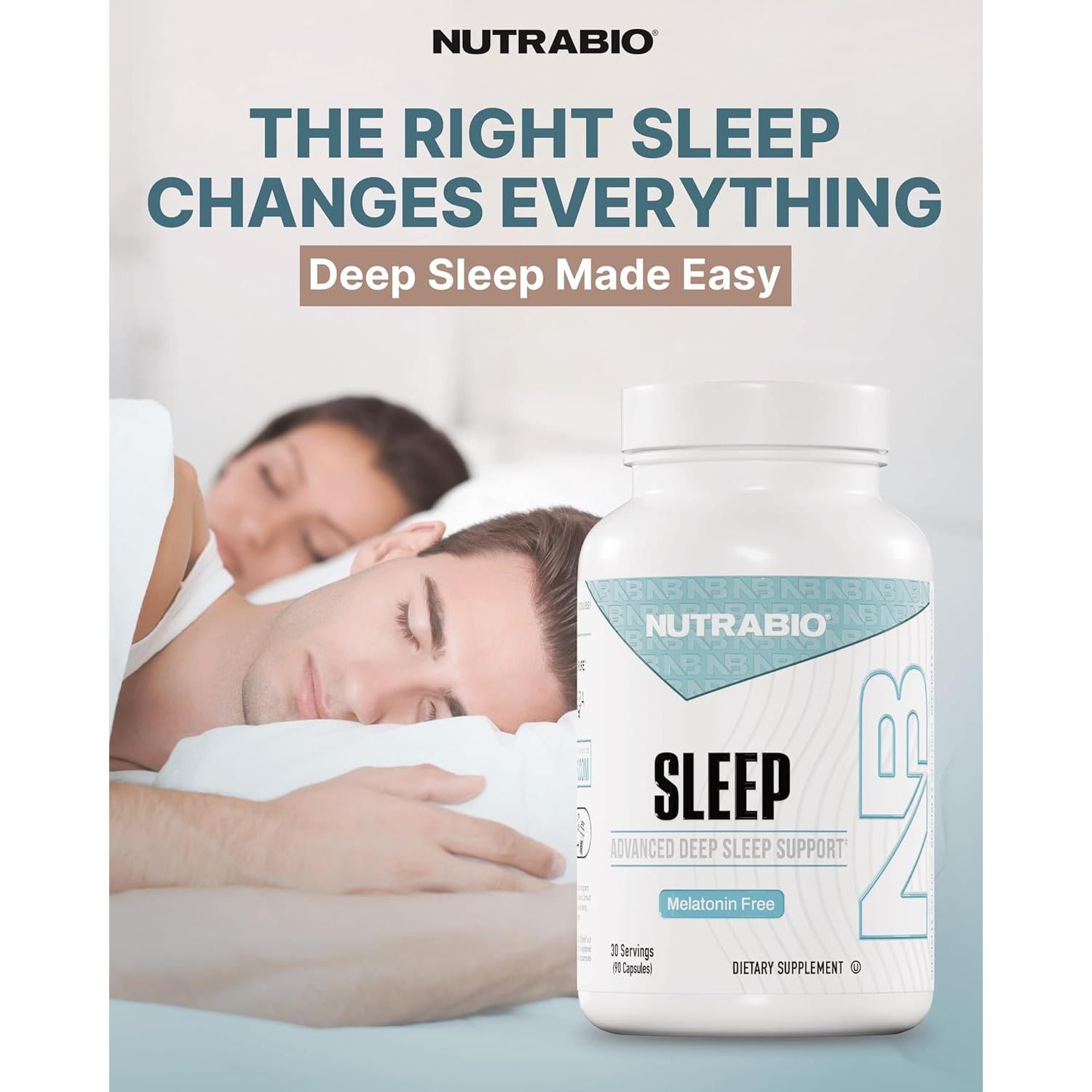 NutraBio Sueño - Suplemento Natural para Dormir Sin Melatonina - 90 Cápsulas
