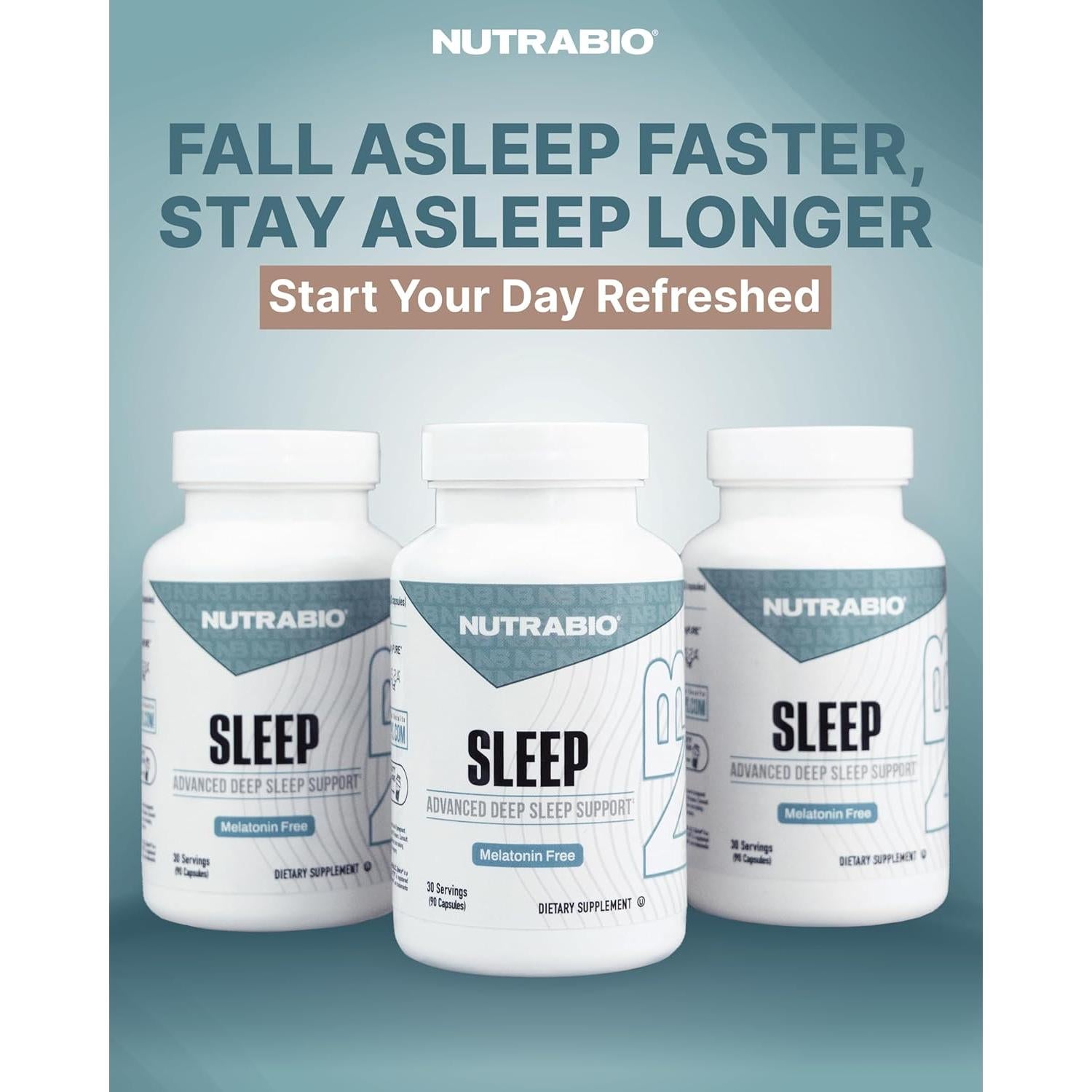 NutraBio Sueño - Suplemento Natural para Dormir Sin Melatonina - 90 Cápsulas