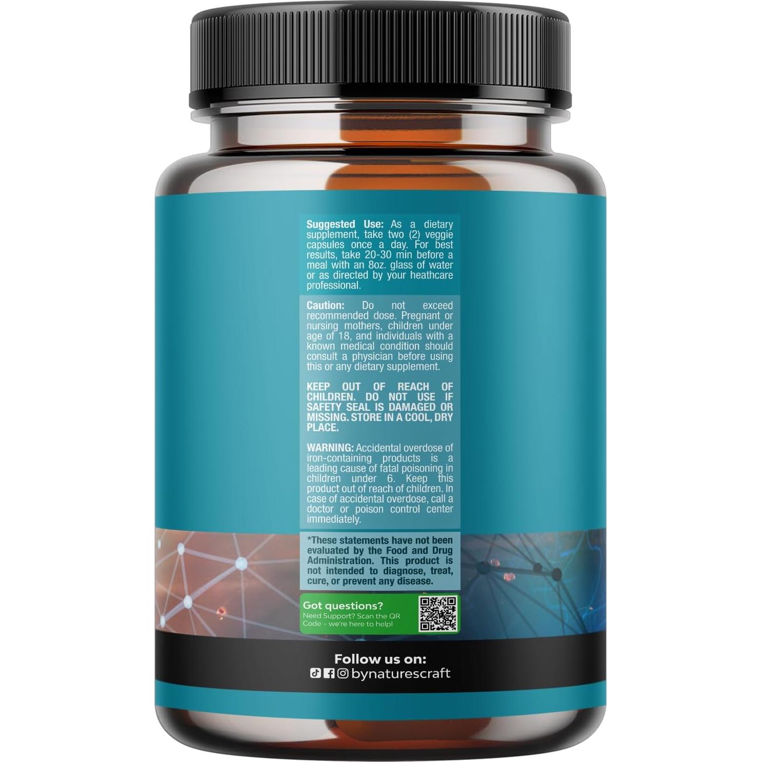 Suplemento Natural Natures Craft para Mente y Memoria 60 Cápsulas