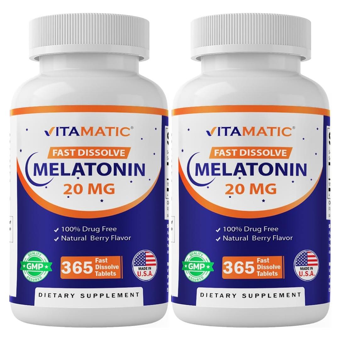 Tabletas de Melatonina Vitamatic 20 mg Sabor Frutos Rojos 365 Unidades
