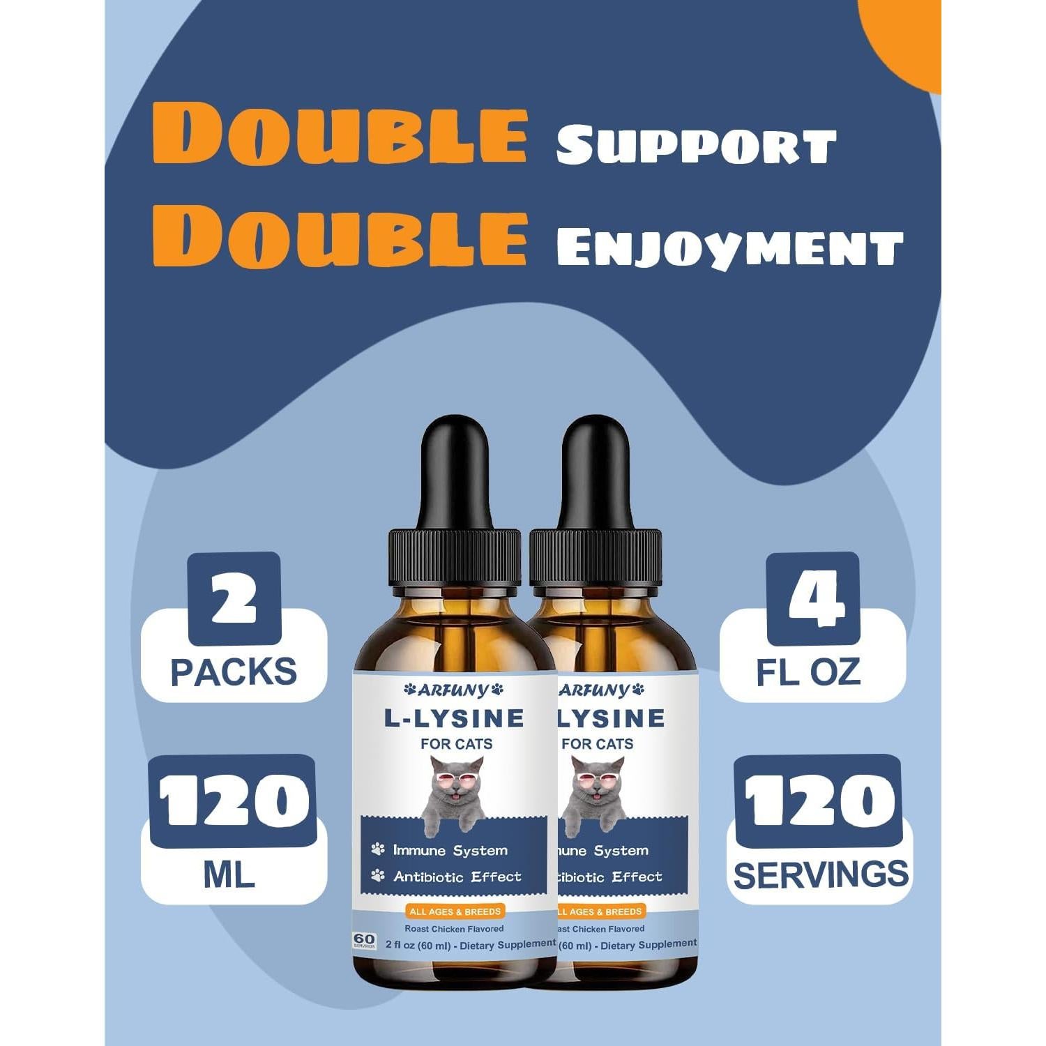 Gotas de L-Lisina para Gatos Arfuny - 2 Paquetes 127g