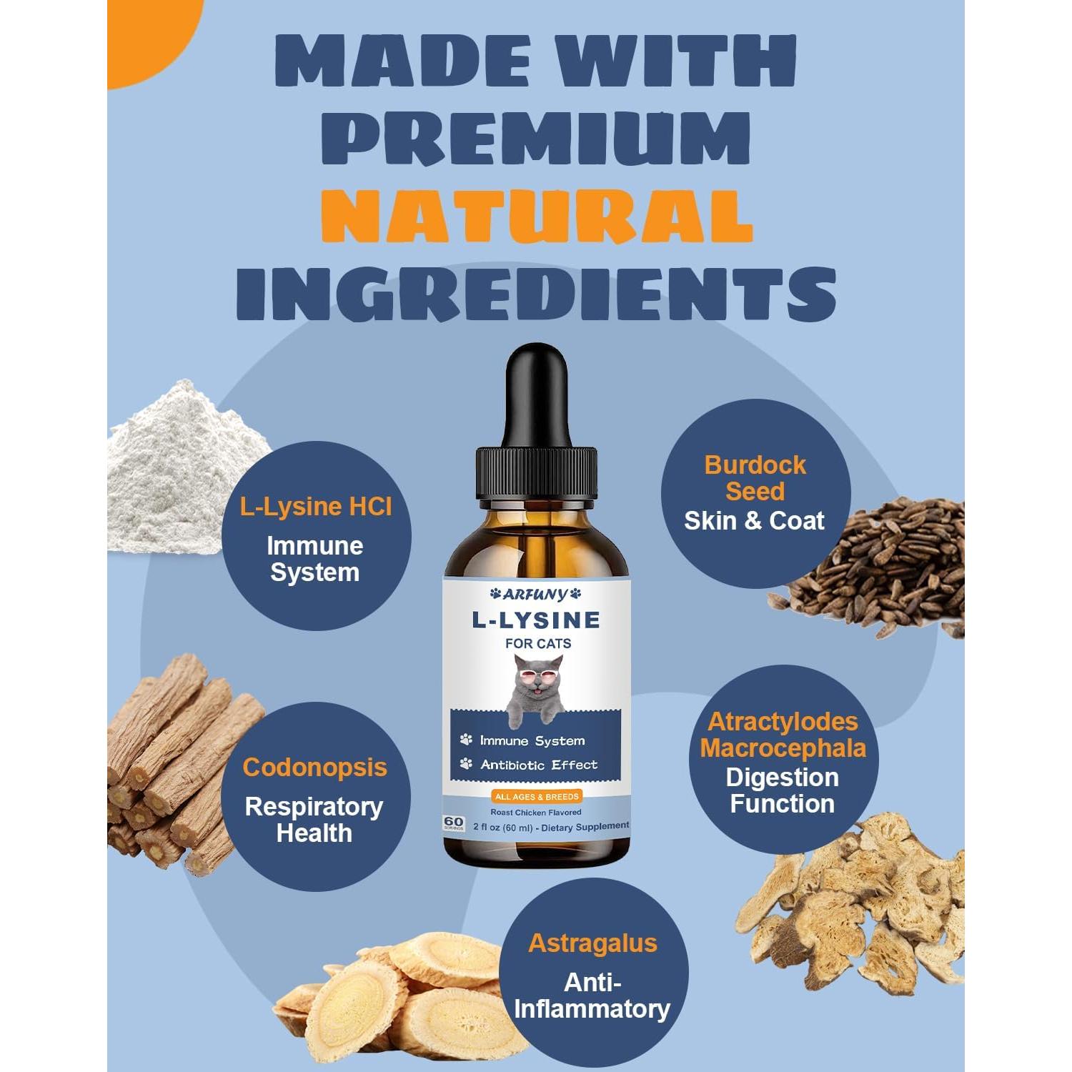 Gotas de L-Lisina para Gatos Arfuny - 2 Paquetes 127g