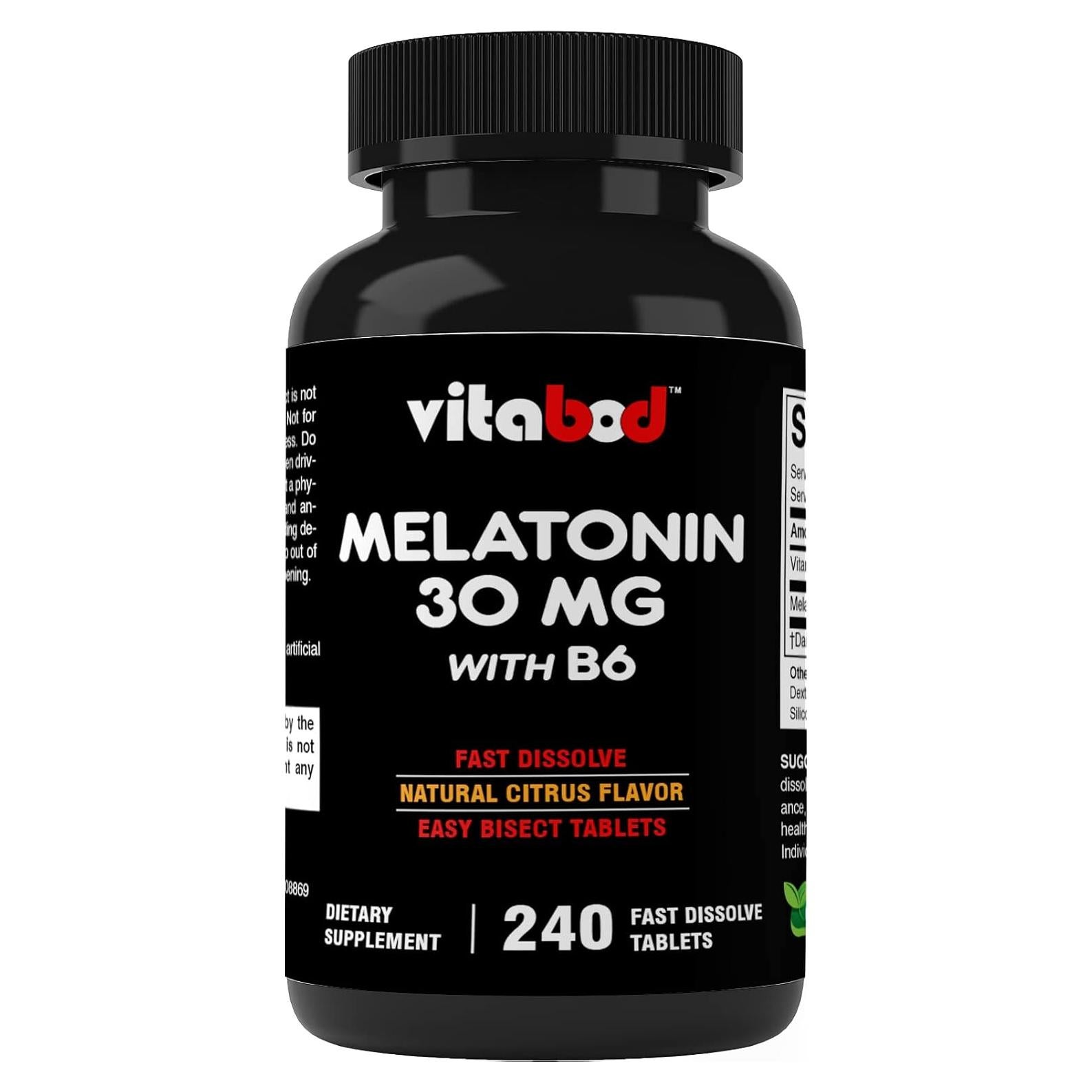 Melatonina 30 mg con Vitamina B6 - 240 Tabletas Rápidas