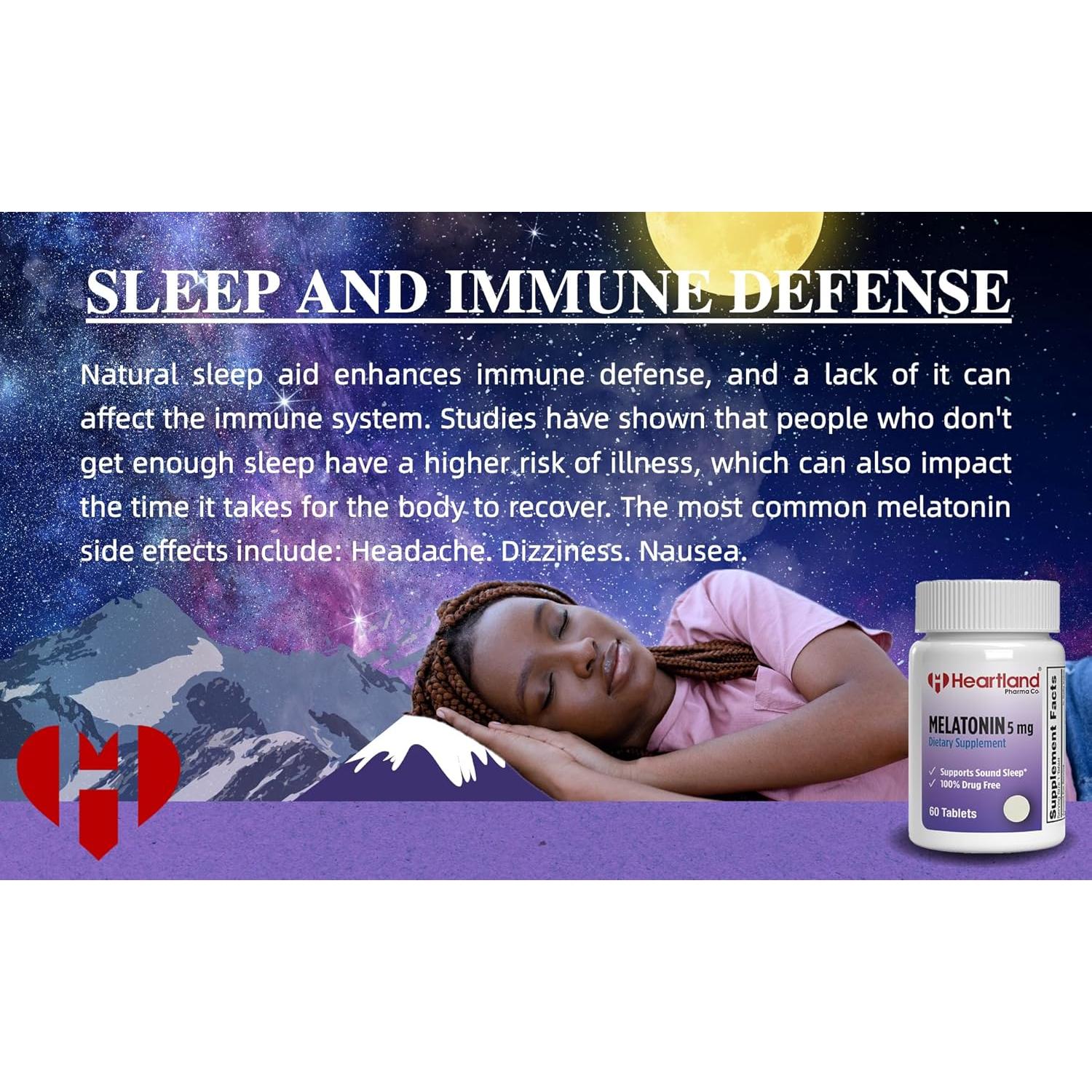 Melatonina 5mg Heartland Pharma - Suplemento Natural para Dormir 60 Tabletas