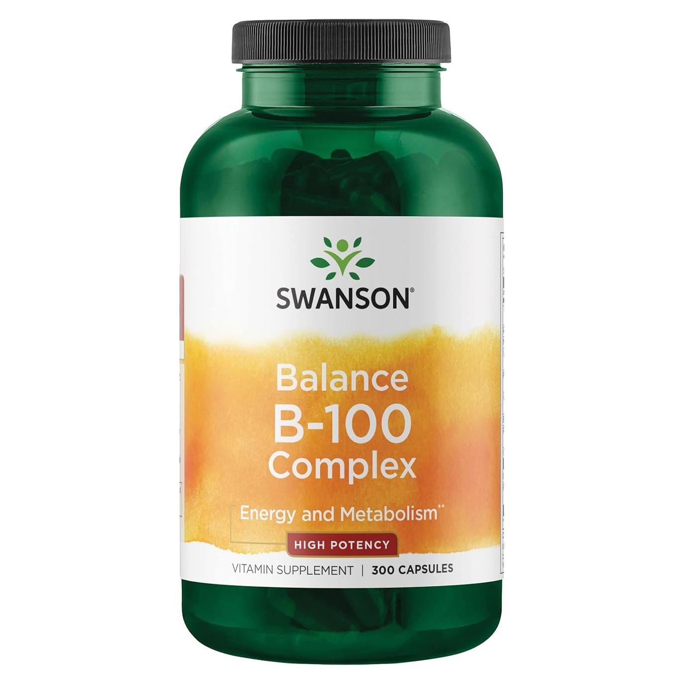 Swanson B-100 Complejo de Vitaminas B 300 Cápsulas Energía y Metabolismo