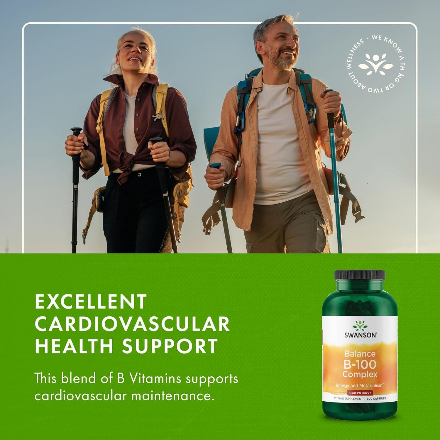 Swanson B-100 Complejo de Vitaminas B 300 Cápsulas Energía y Metabolismo