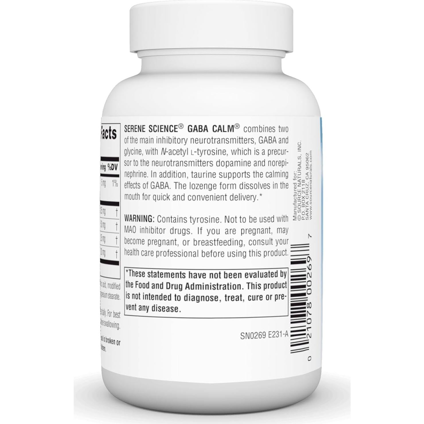 GABA Calm Source Naturals 120 Pastillas Sabor Naranja