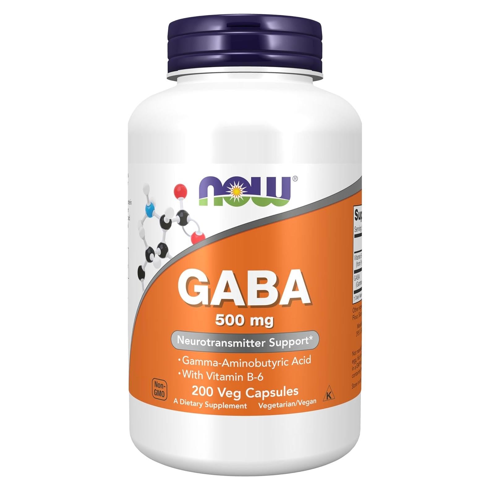 NOW GABA 500 mg 200 Cápsulas Vegetales - Relajación Natural