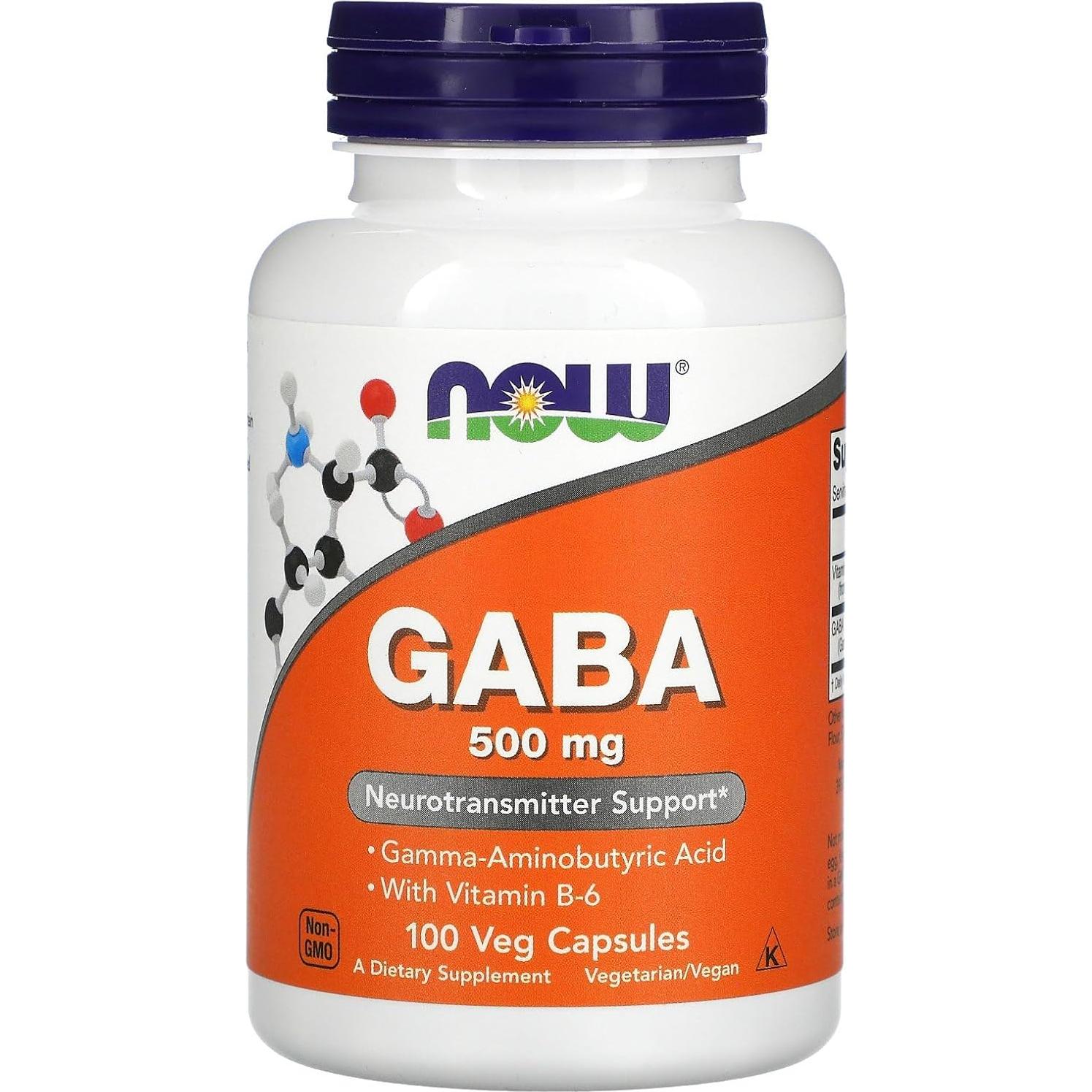 Suplemento GABA 500mg Now Foods - 100 Cápsulas Vegetales