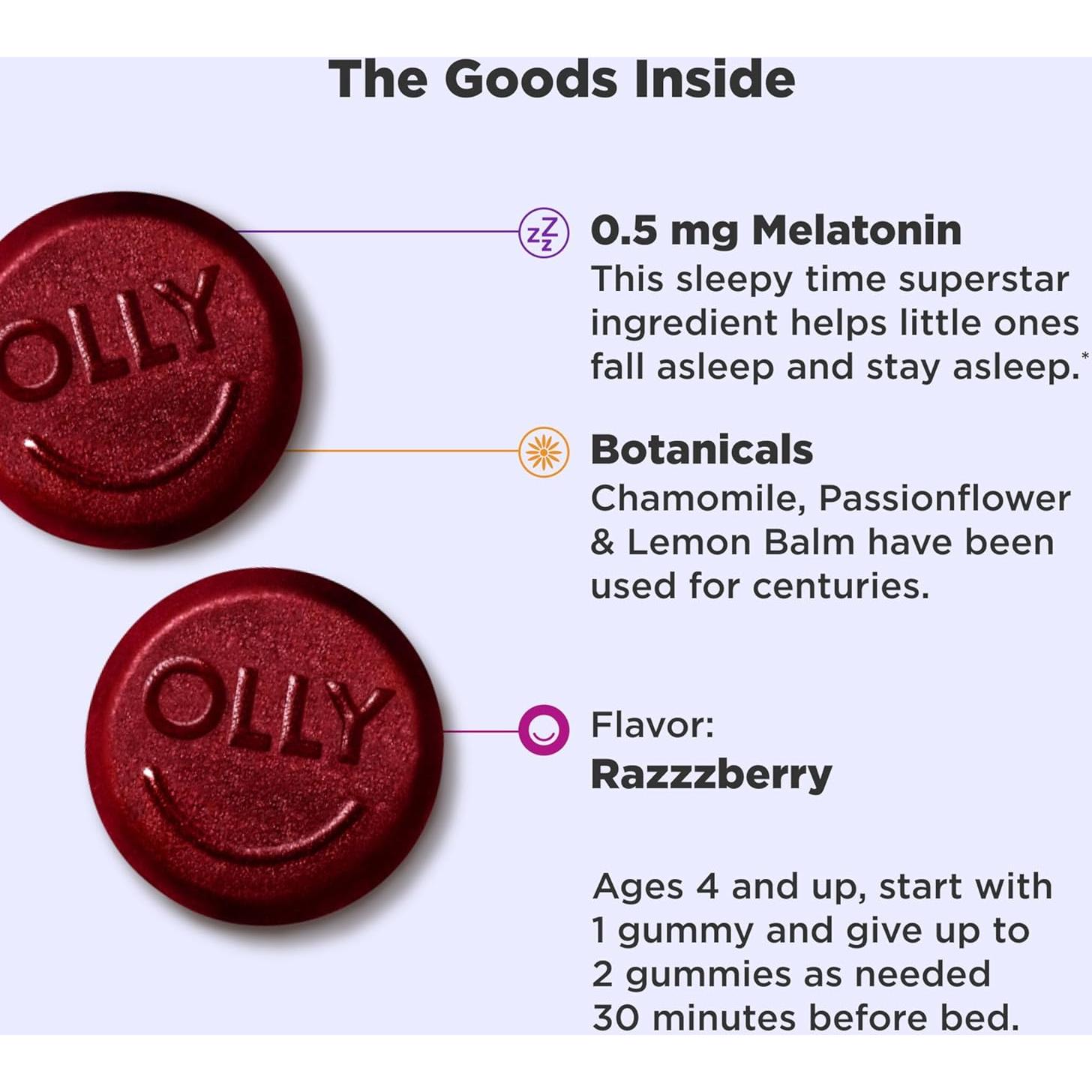 Gomitas para dormir OLLY 40u adultos y 50u niños melatonina