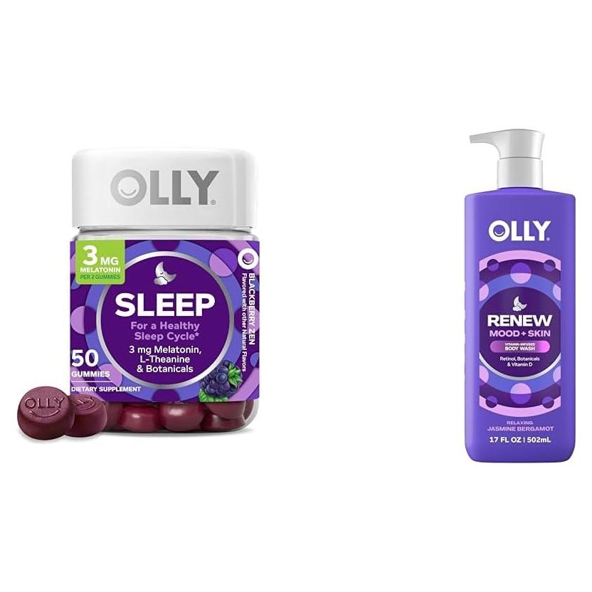 OLLY Renew Bundle: Gomitas de Melatonina y Gel de Ducha