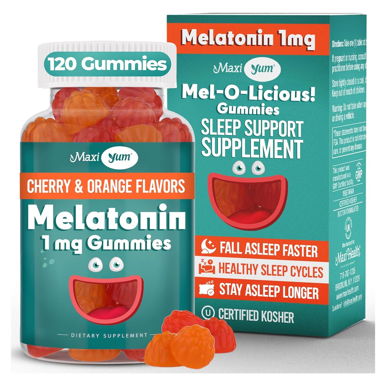 Gominolas de Melatonina Maxi Health 1mg Sabor Cereza y Naranja 120u