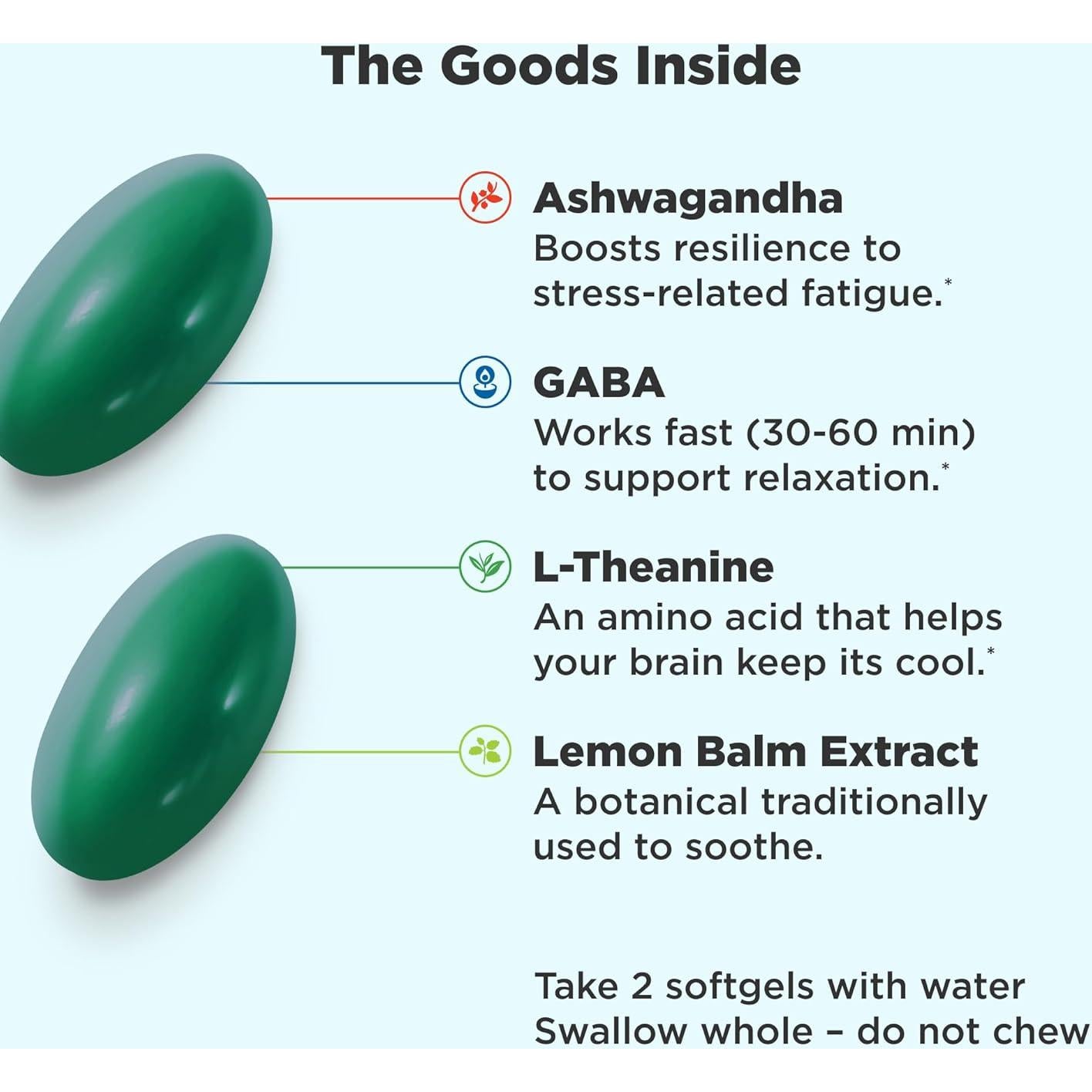 OLLY Softgels Adiós Estrés y Cerebro, 60 Cápsulas