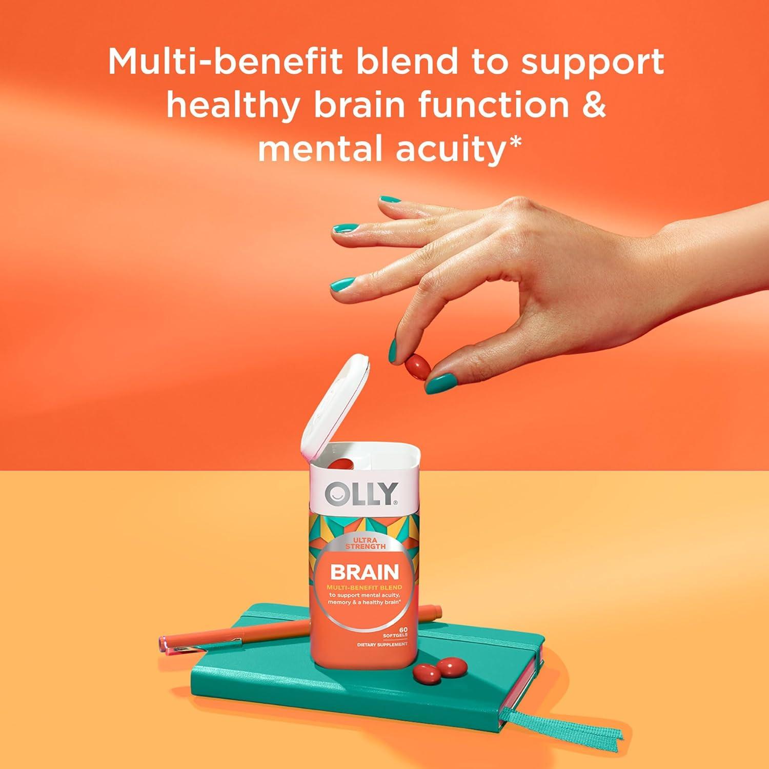 OLLY Softgels Adiós Estrés y Cerebro, 60 Cápsulas