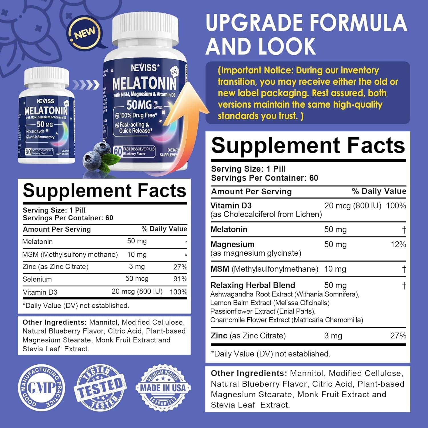 Melatonina 50 mg Neviss - 60 Tabletas Sublinguales Veganas