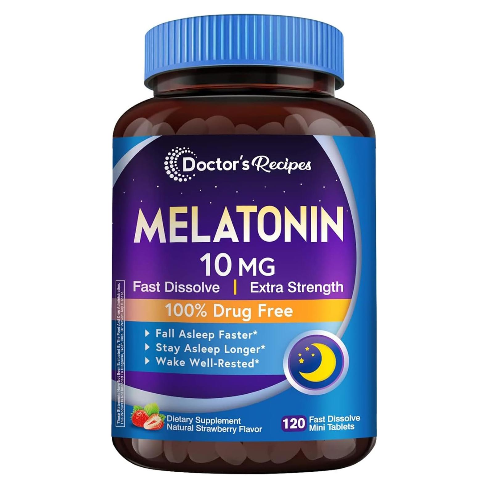Melatonina 10 mg Recetas del Doctor 120 Tabletas Sabor Fresa