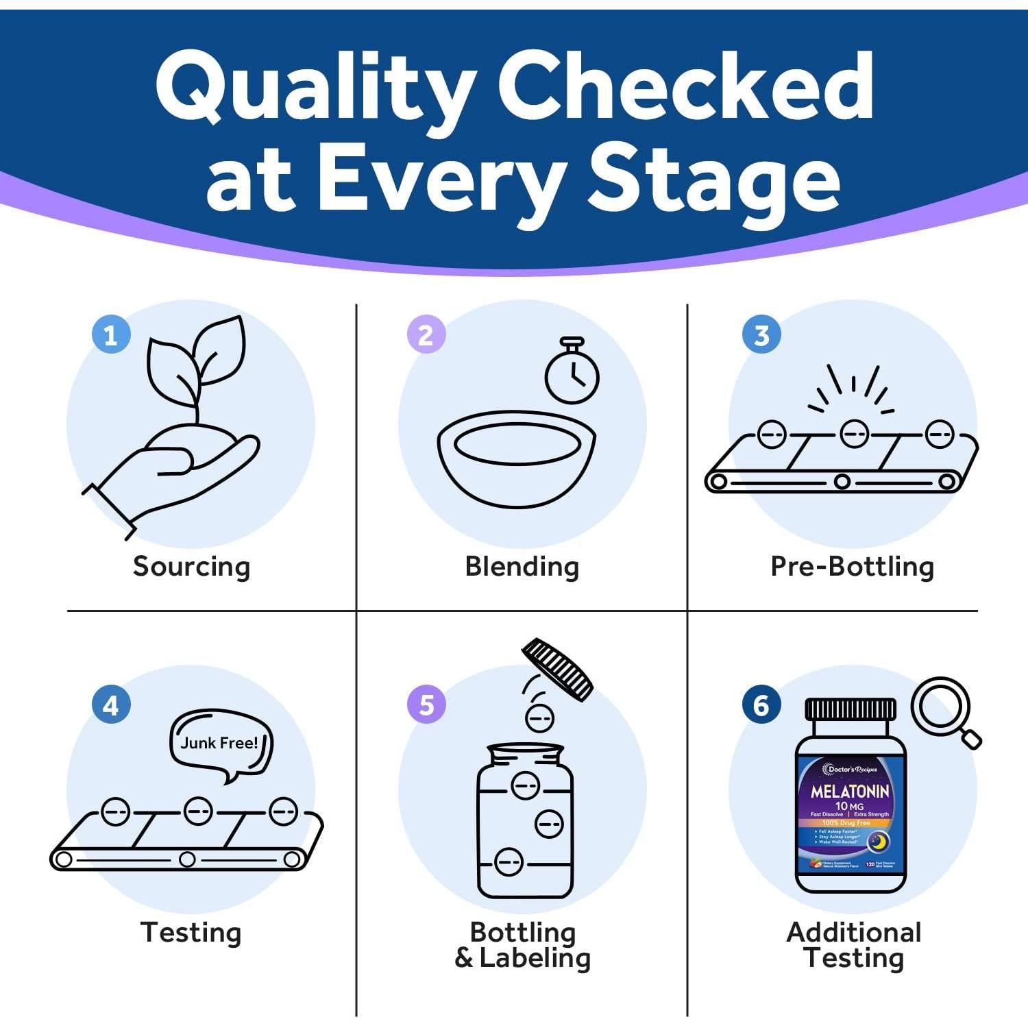 Melatonina 10 mg Recetas del Doctor 120 Tabletas Sabor Fresa