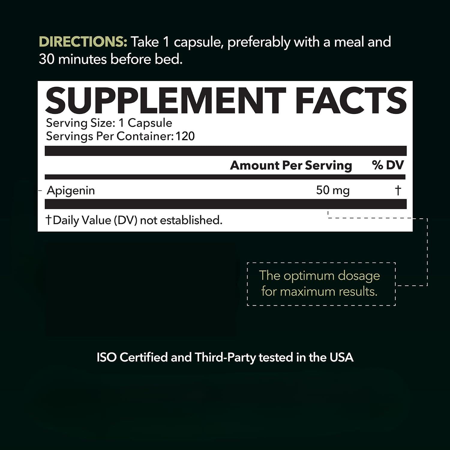 Cápsulas de Apigenina 50mg Havasu Nutrition - 120 Veganas