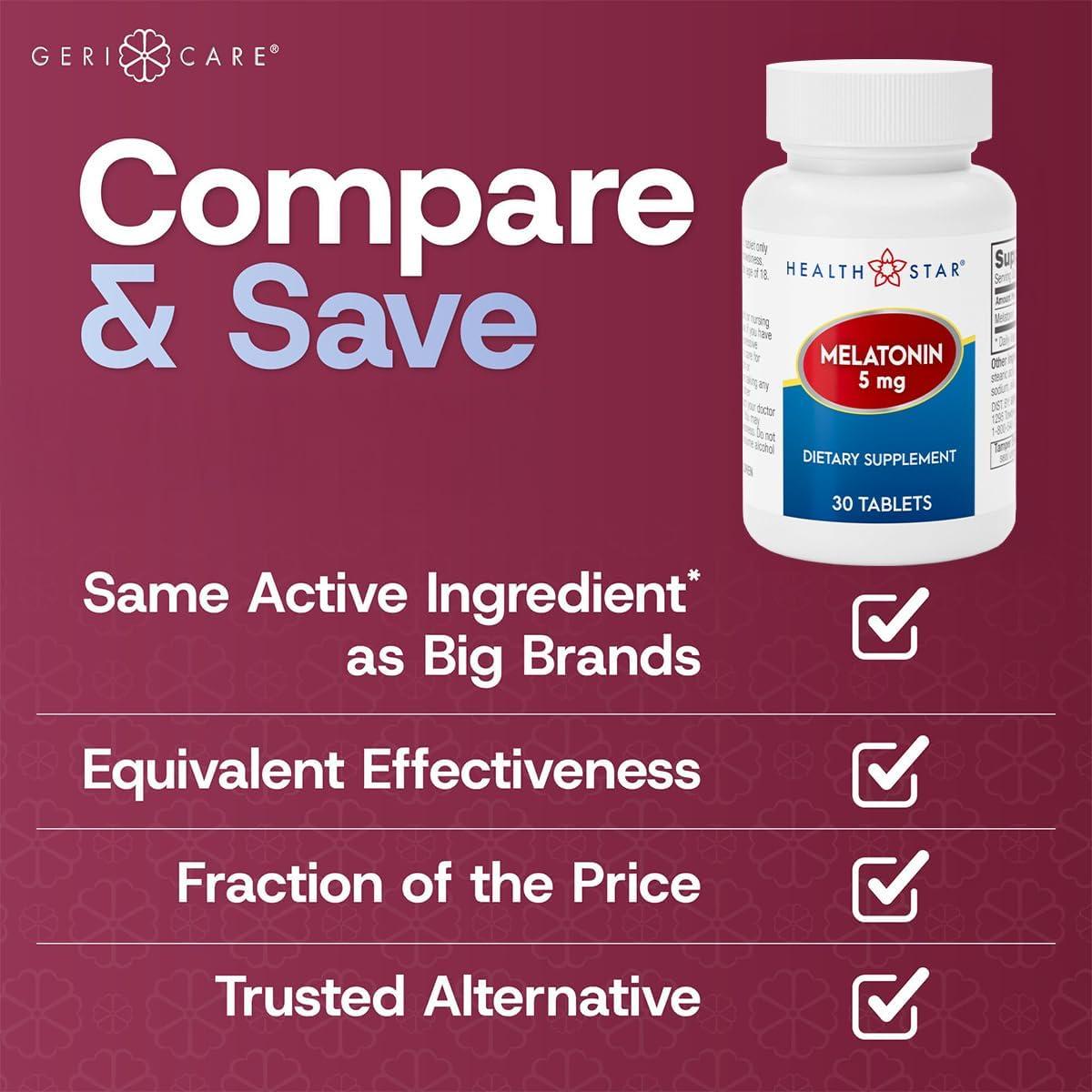 Tabletas de Melatonina GeriCare 5mg - 30 Tabletas para Sueño
