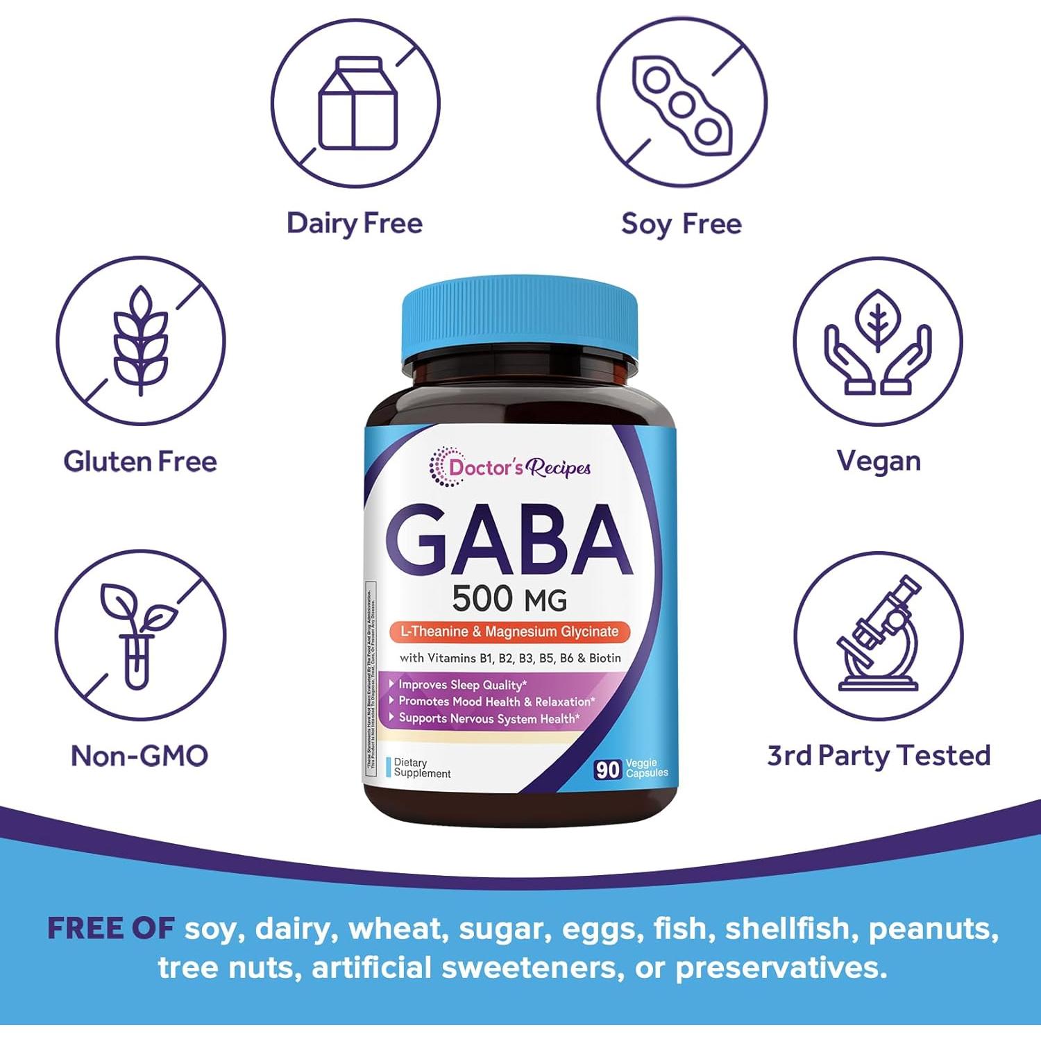 Suplemento GABA 500mg con Magnesio y L-Teanina Recetas del Doctor