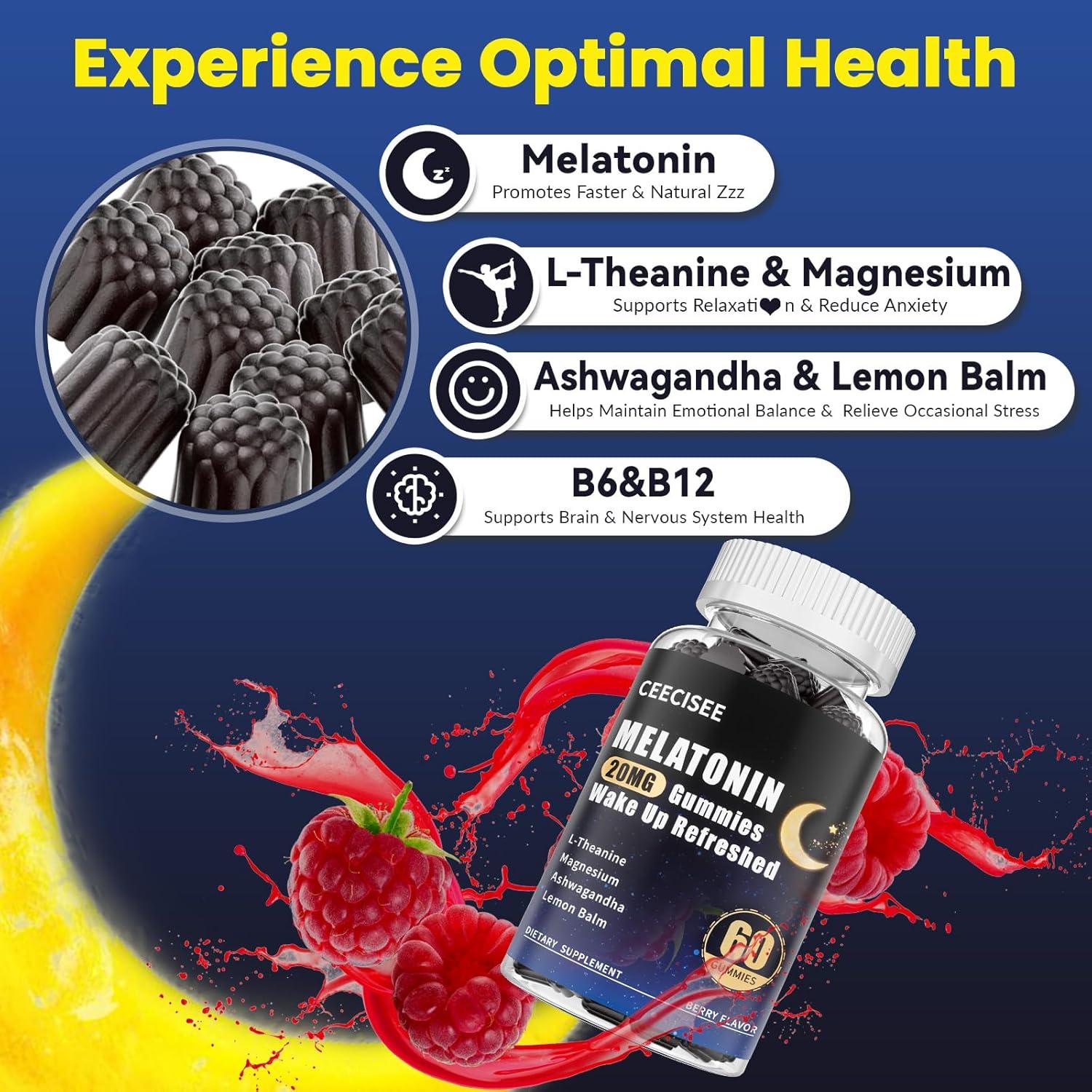 Gomitas de Melatonina 20mg Sin Azúcar Ceecisee 60 Unidades