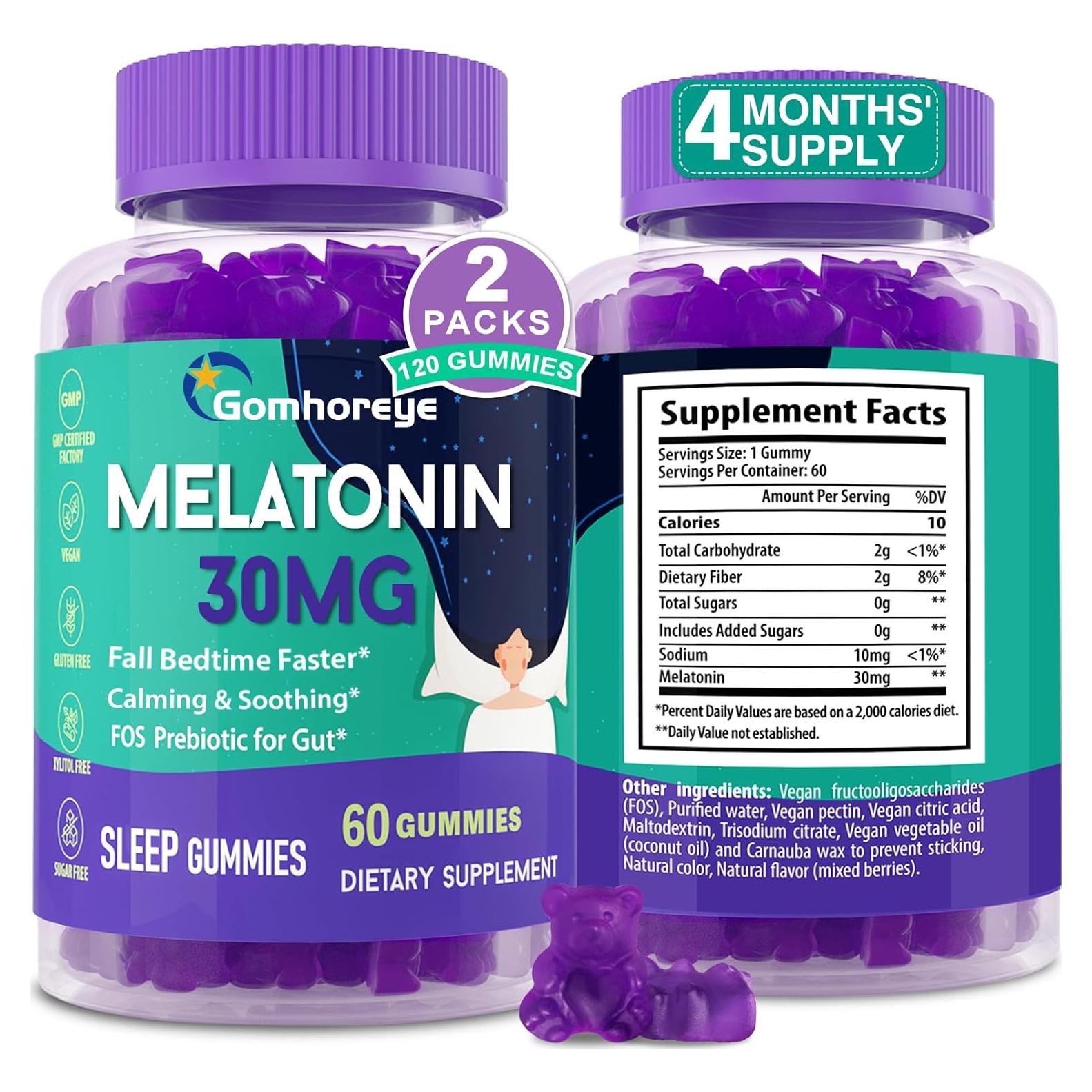 Gomitas de Melatonina 30mg Gomhoreye - 120 Unidades Sin Azúcar