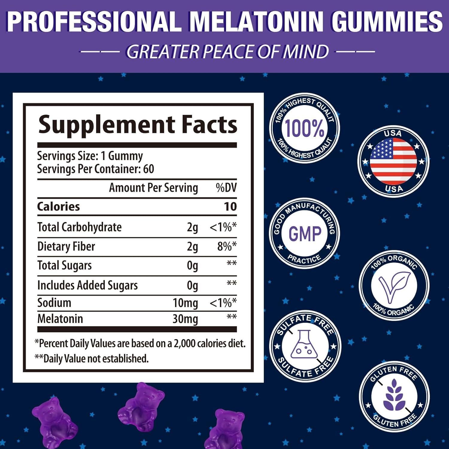 Gomitas de Melatonina 30mg Gomhoreye - 120 Unidades Sin Azúcar