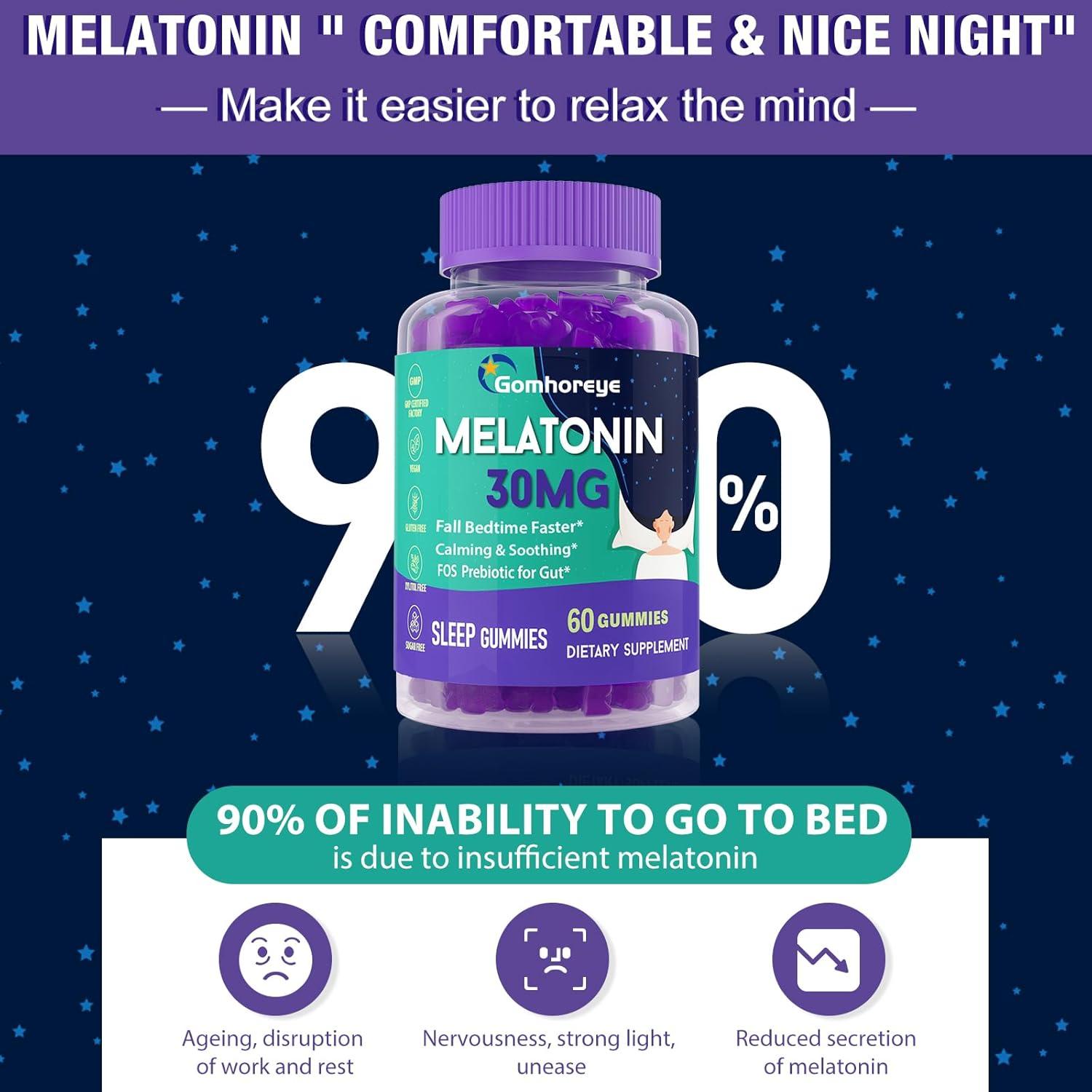 Gomitas de Melatonina 30mg Gomhoreye - 120 Unidades Sin Azúcar