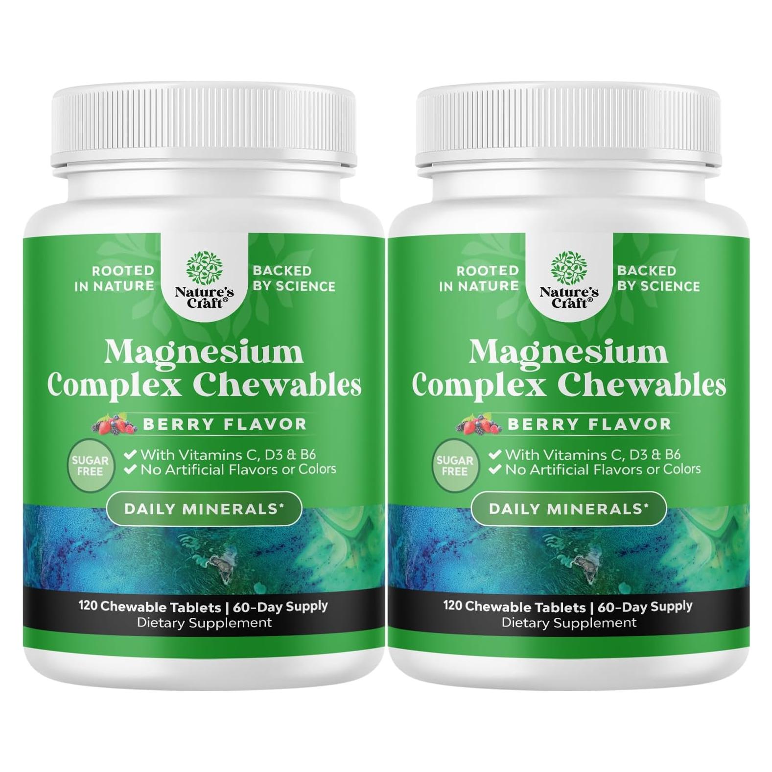 Magnesio Glicinato Masticable Natures Craft 200mg Sin Azúcar