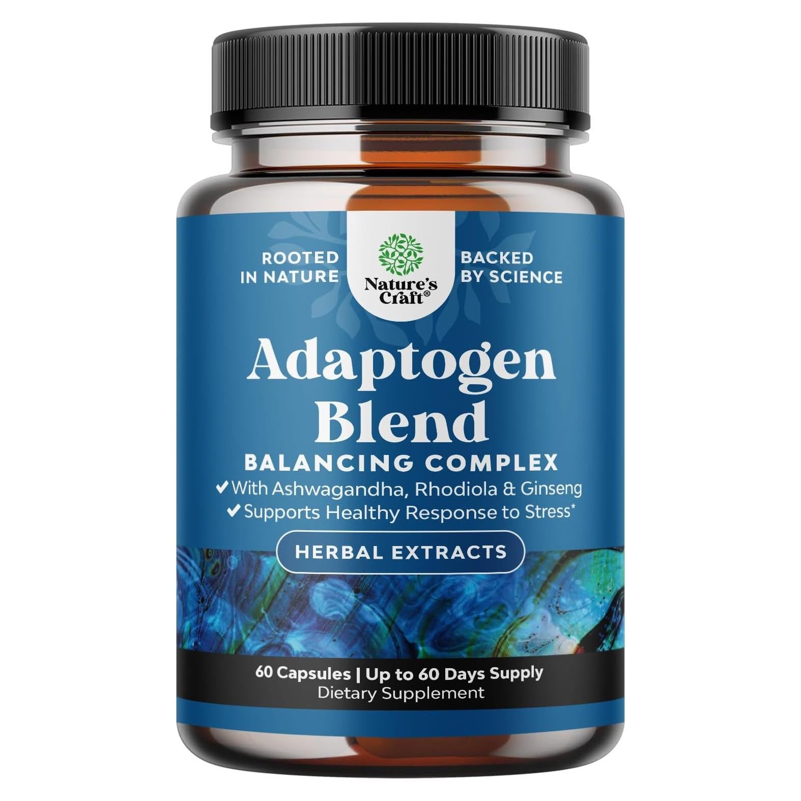 Suplemento Calmante de Adaptógenos Nature's Craft 60 Cápsulas