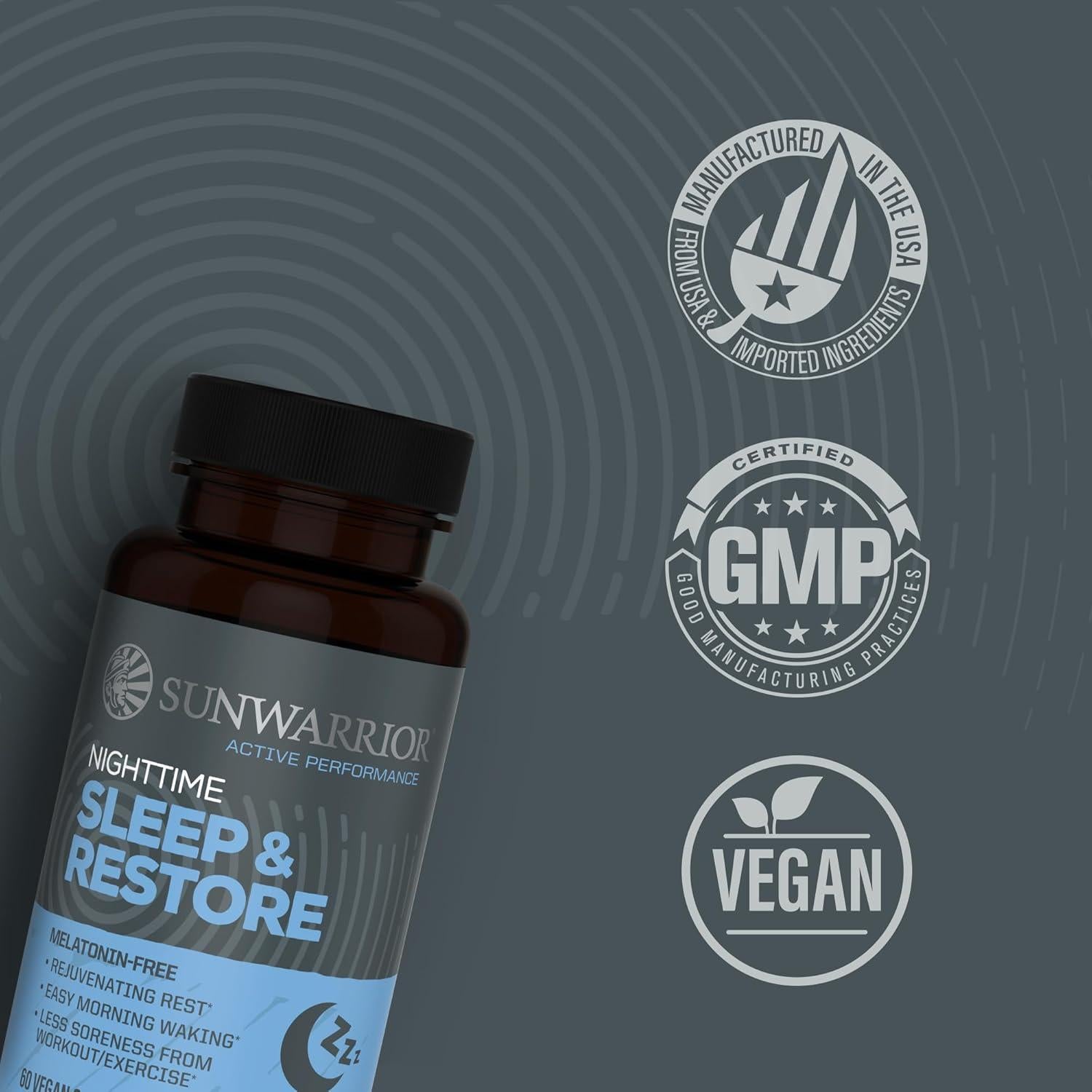 Cápsulas Veganas Sunwarrior Sueño y Restauración 60 Unidades