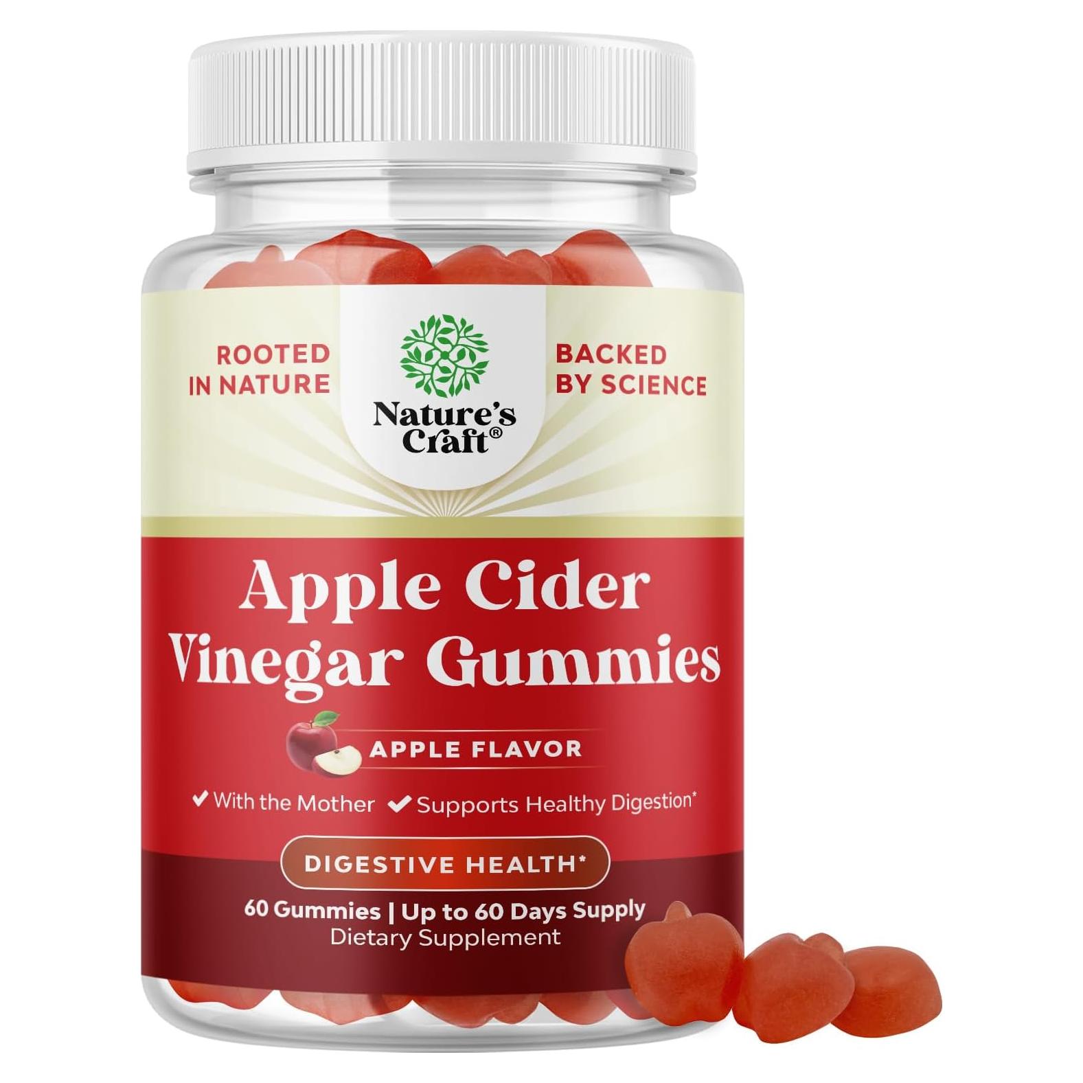 Gomitas de Vinagre de Sidra de Manzana Natures Craft 60 Unidades