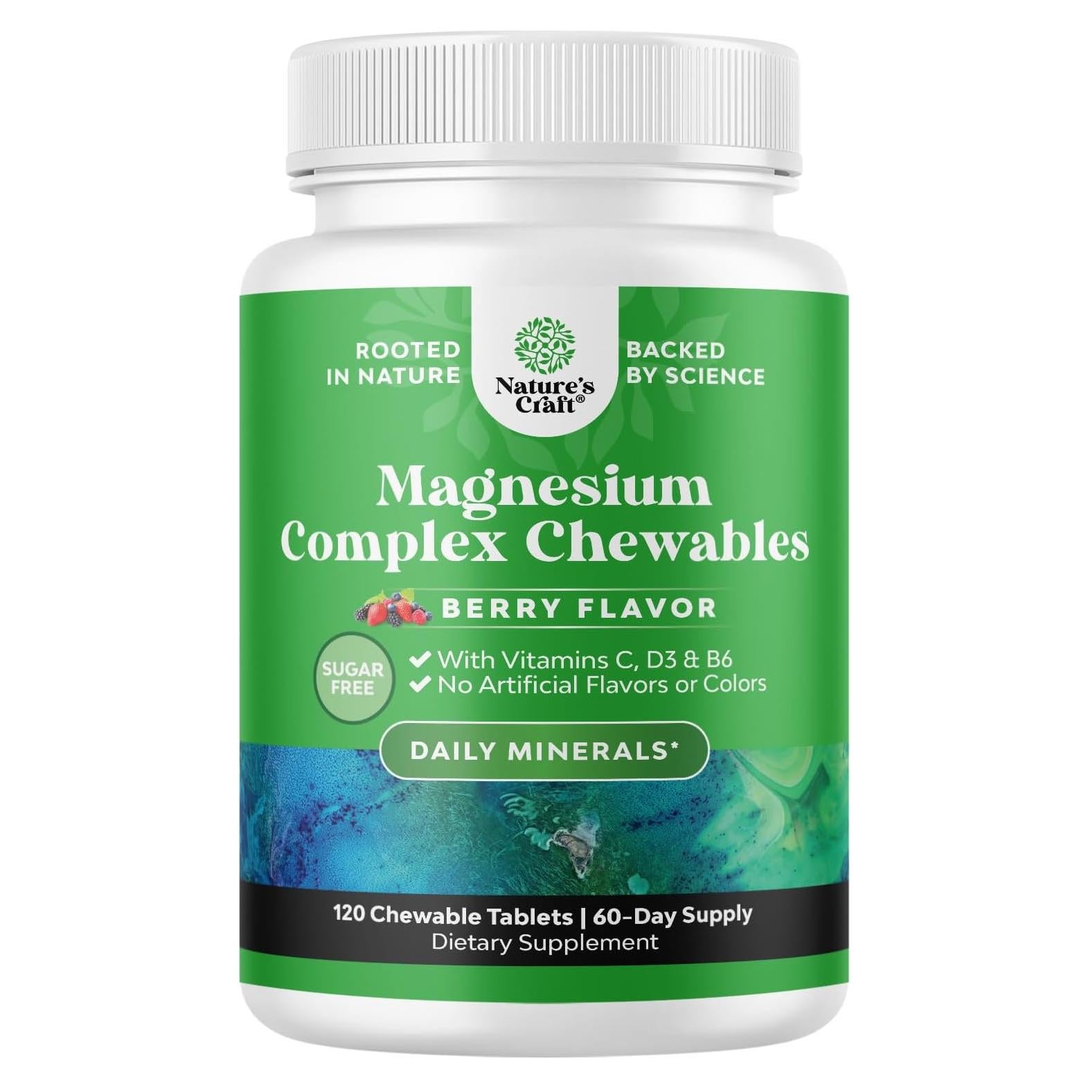 Magnesio Glicinato Masticable Natures Craft 200mg Sin Azúcar